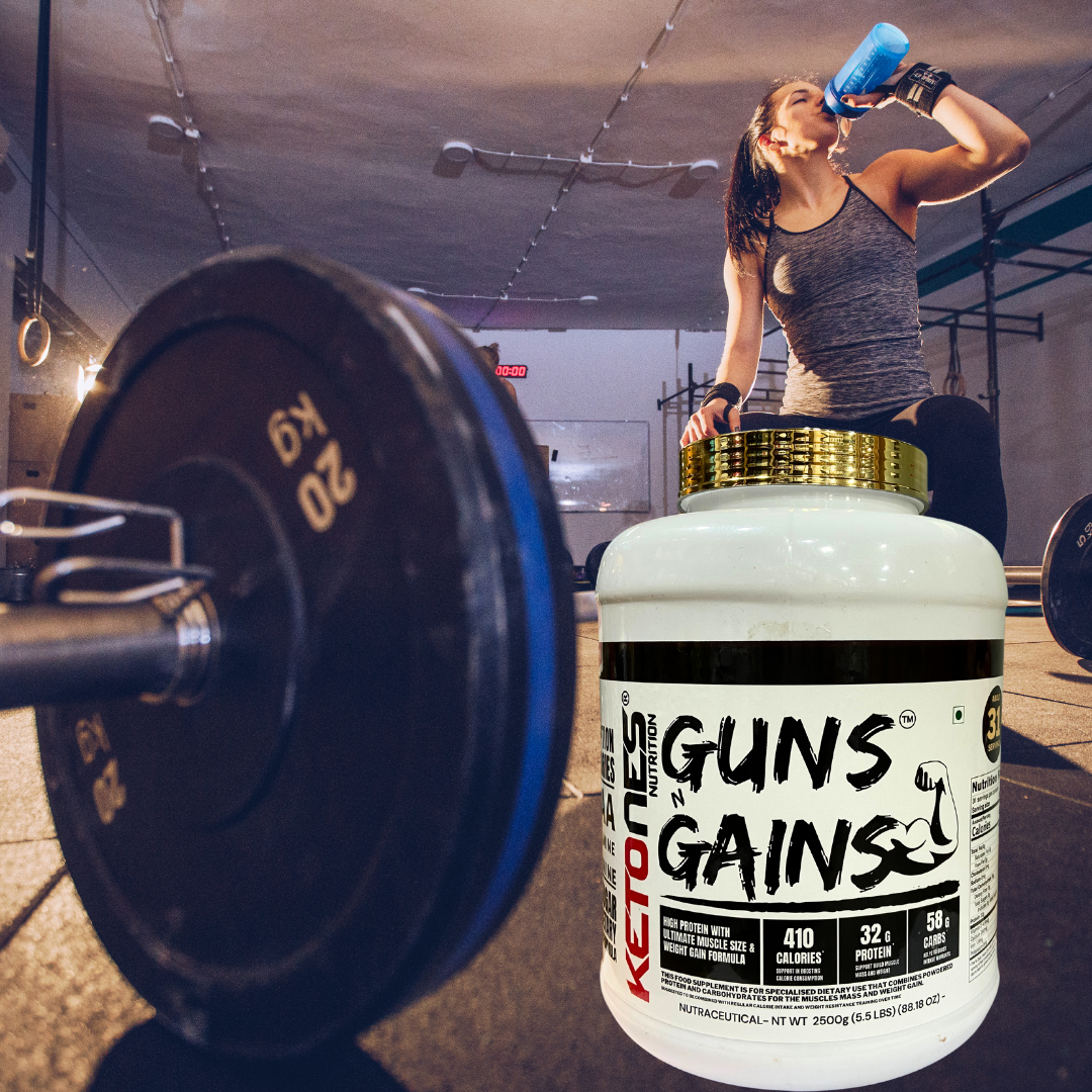 Ketones Nutrition Guns n Gains - High Protein Mass Gainer with 32g Protein & Low Sugar 8