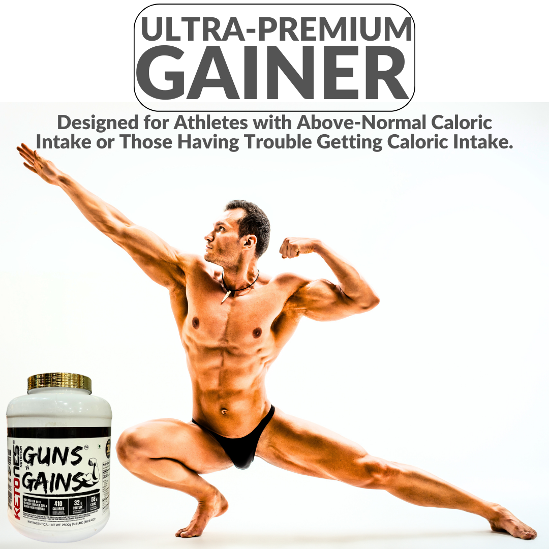 Ketones Nutrition Guns n Gains - High Protein Mass Gainer with 32g Protein & Low Sugar 6