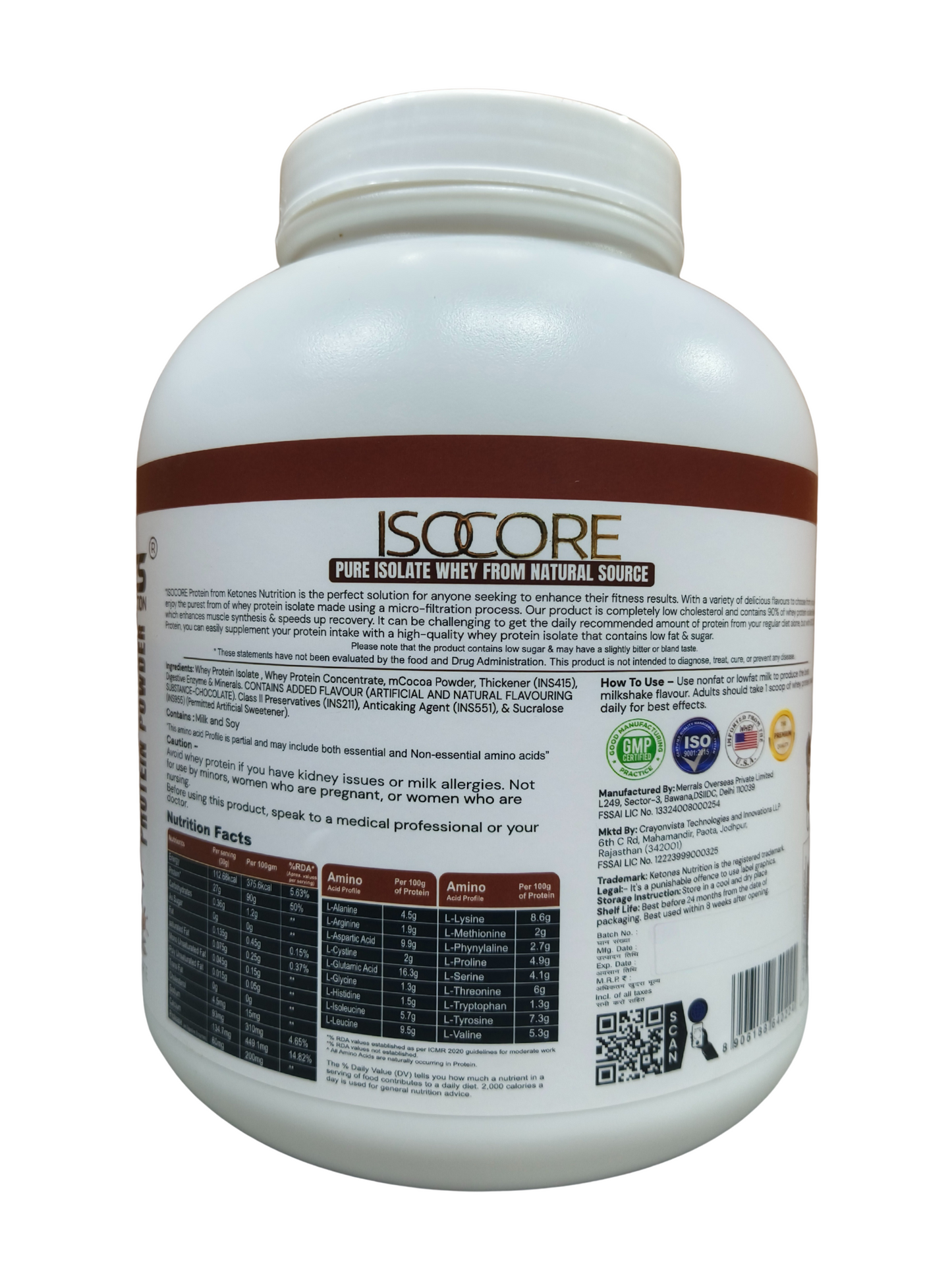 Ketones Nutrition Isocore Apex Series - Low Carb Whey Protein Isolate with 90g Protein & BCAAs