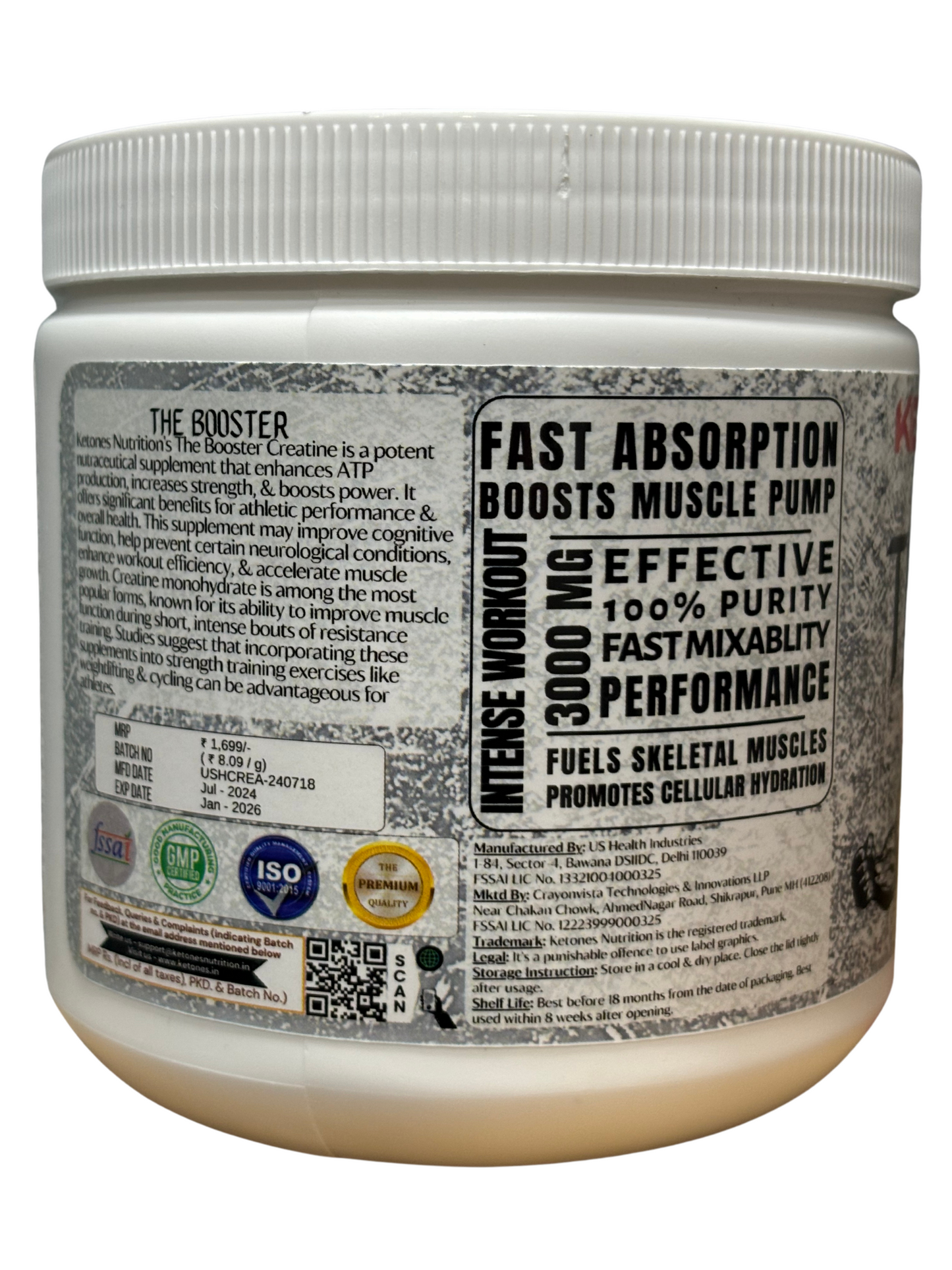 Ketones Nutrition - Pure Creatine Monohydrate Powder for Muscle Strength & Endurance 3