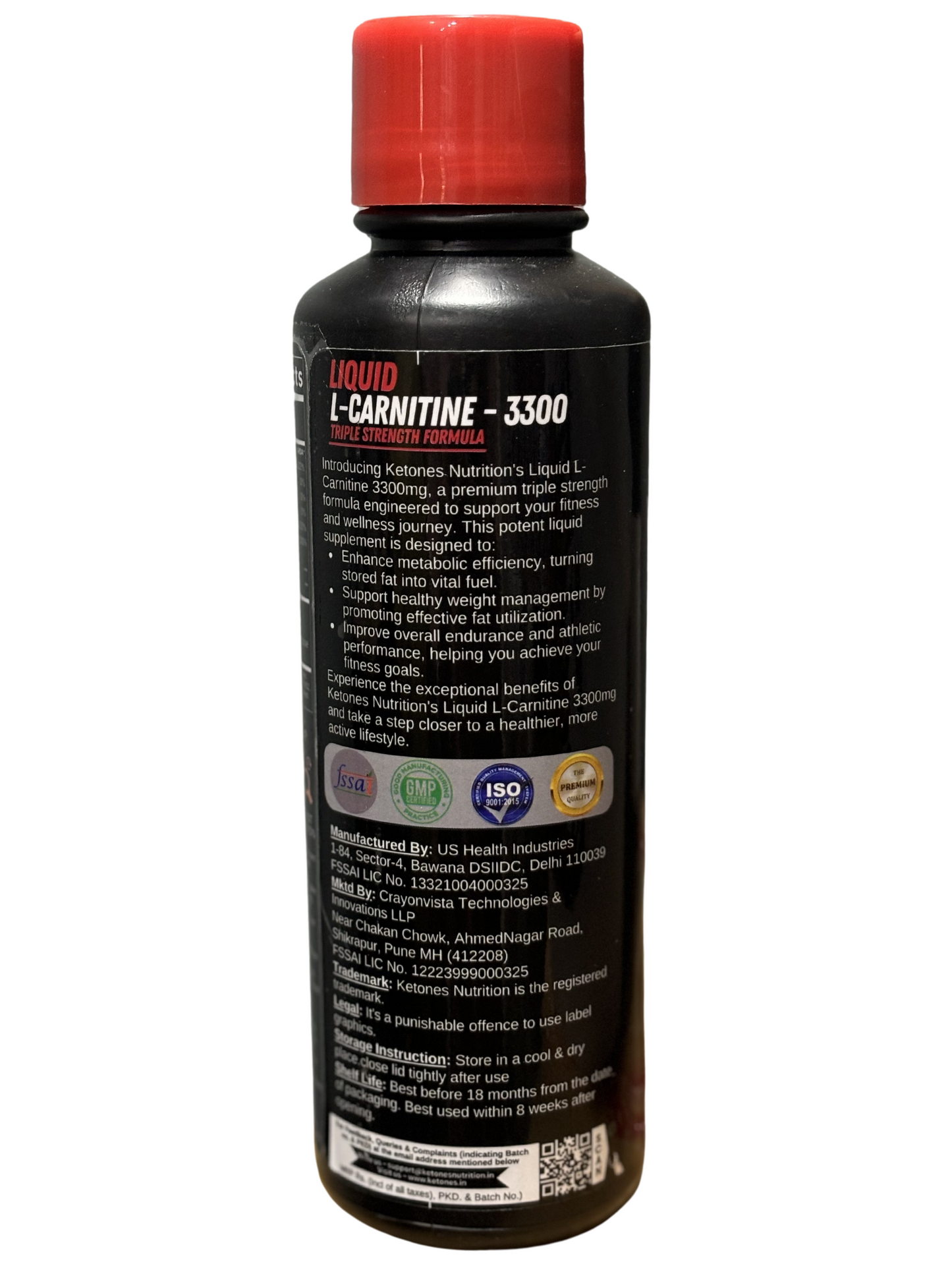 Ketones Nutrition - Liquid L Carnitine 3300 Triple Strength Formula details