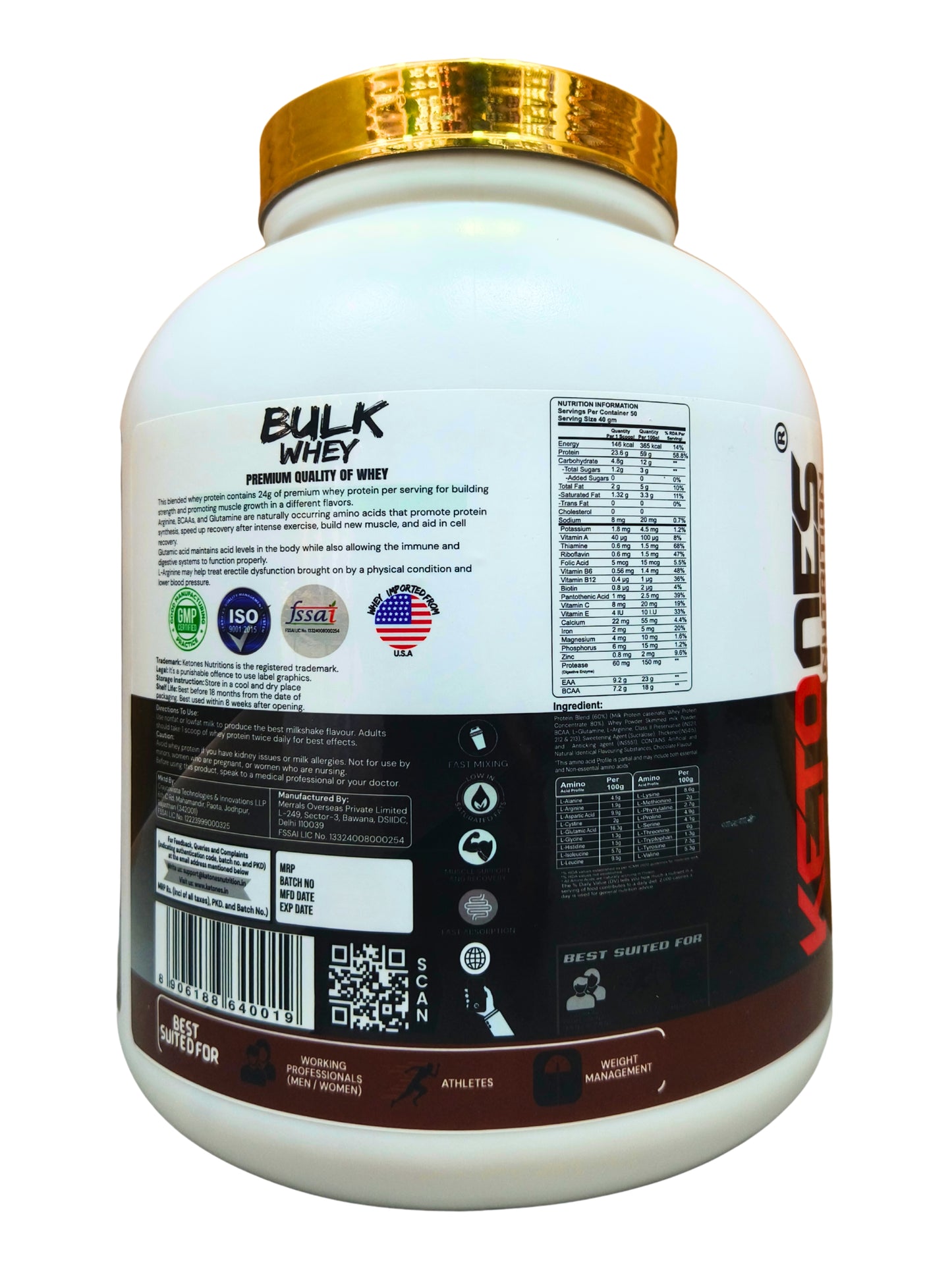 Ketones Nutrition Bulk Whey Rise Series Protein - 24g Protein for Muscle Growth & Recovery (Copy)