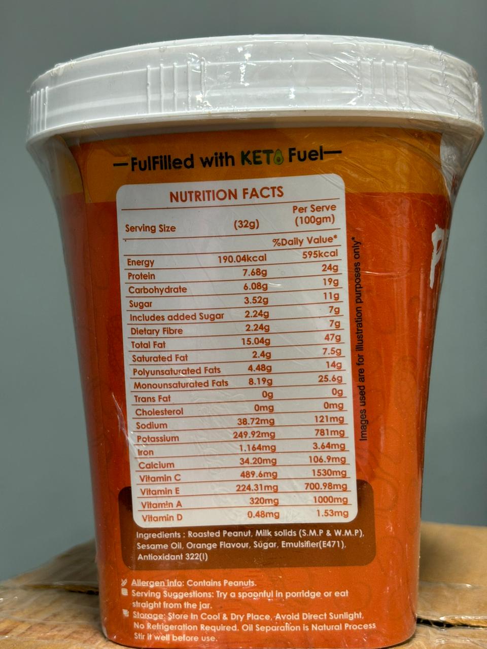 Ketones Nutrition Orange Crunchy Peanut Butter - High Protein Spread with 8g Protein 4