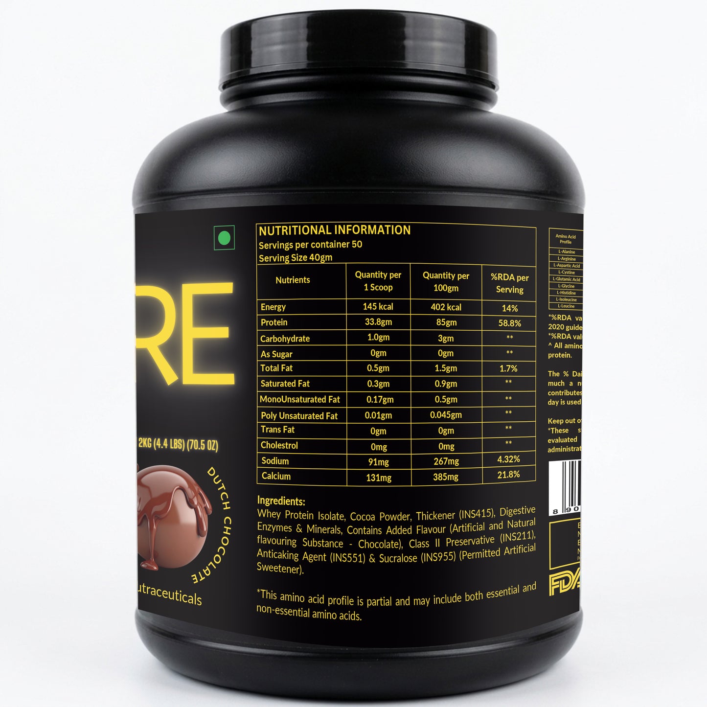 Ketones Nutrition Rise Series Isocore Whey Protein Isolate 2kg ā Dutch Chocolate | 34g Protein | Zero Sugar | Low Carb & Low Fat | Fast Absorption Lean Muscle Protein