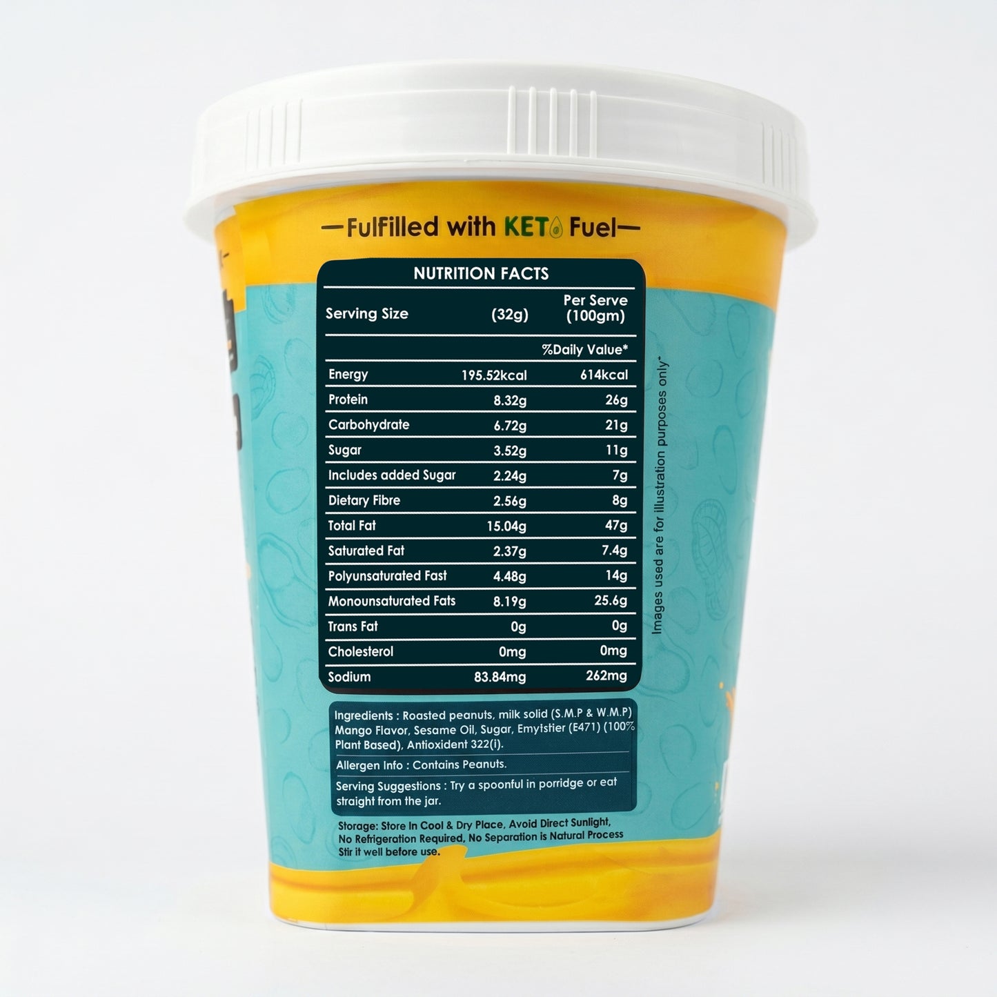 Ketones Nutrition Mango Chia Peanut Butter - Crunchy & High Protein Spread