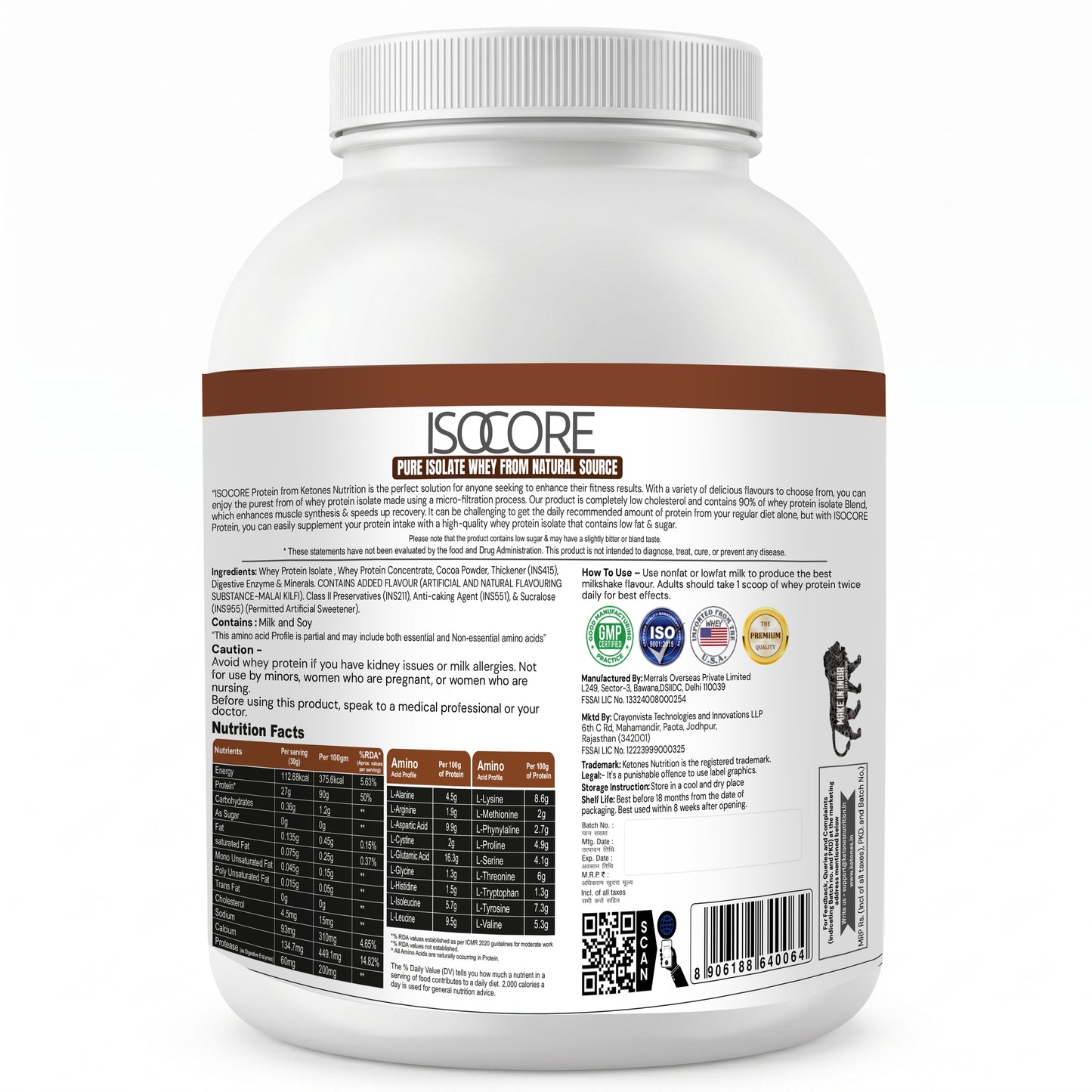 Ketones Nutrition Isocore Apex Series - Low Carb Whey Protein Isolate with 90g Protein