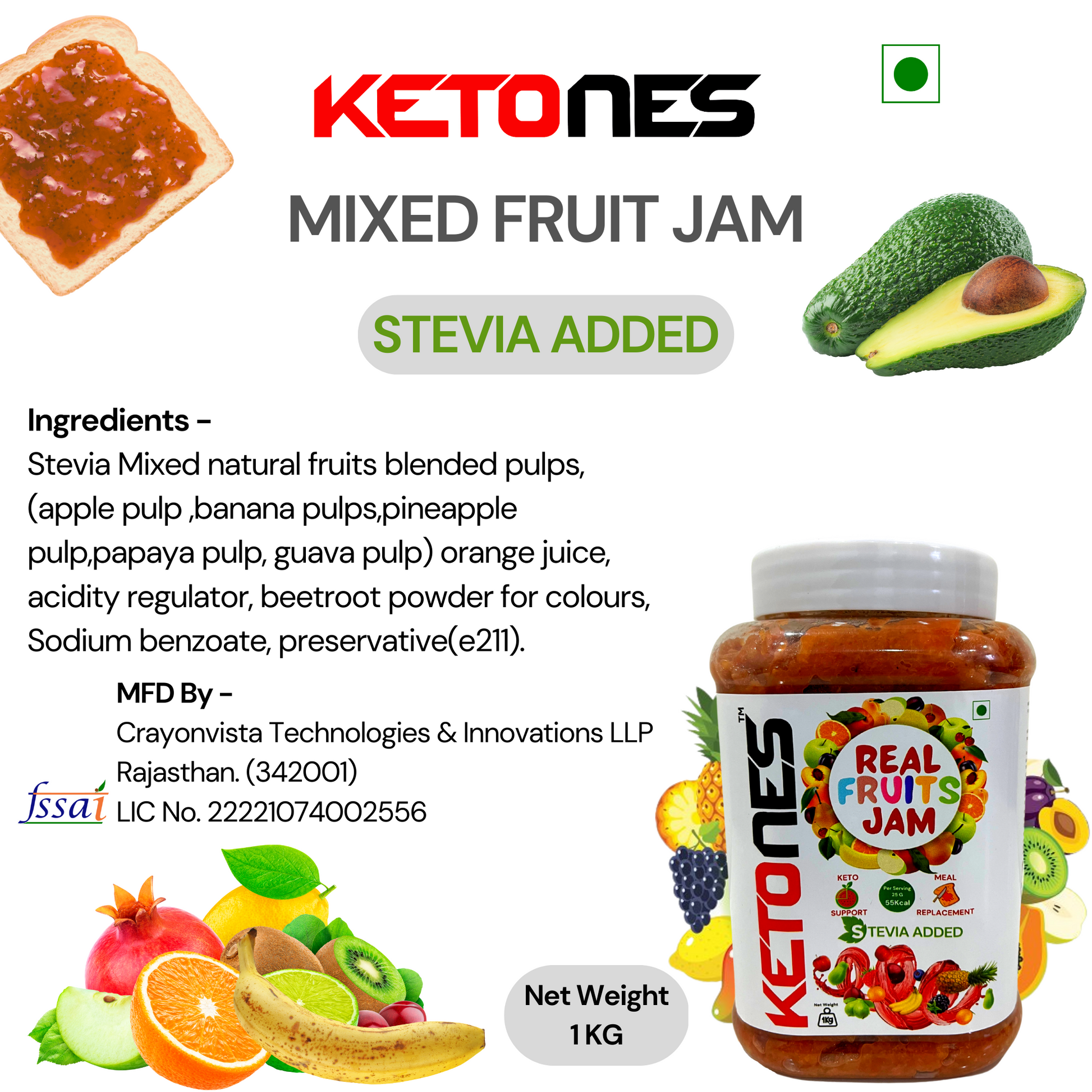 Ketones Nutrition Organic Mixed Fruit Jam - Sugar-Free & Keto-Friendly 1