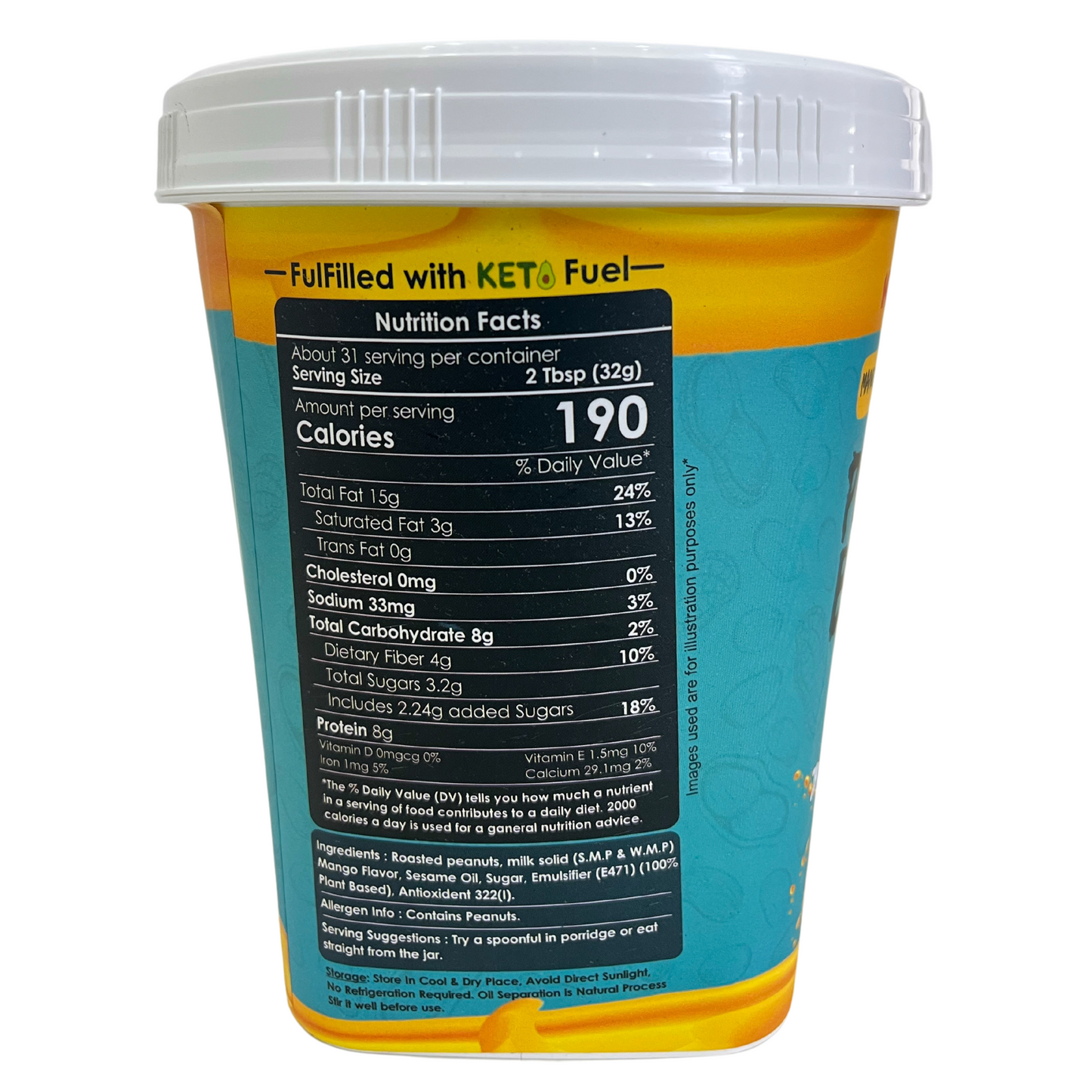 Ketones Nutrition Mango Chia Peanut Butter - Crunchy & High Protein Spread 4