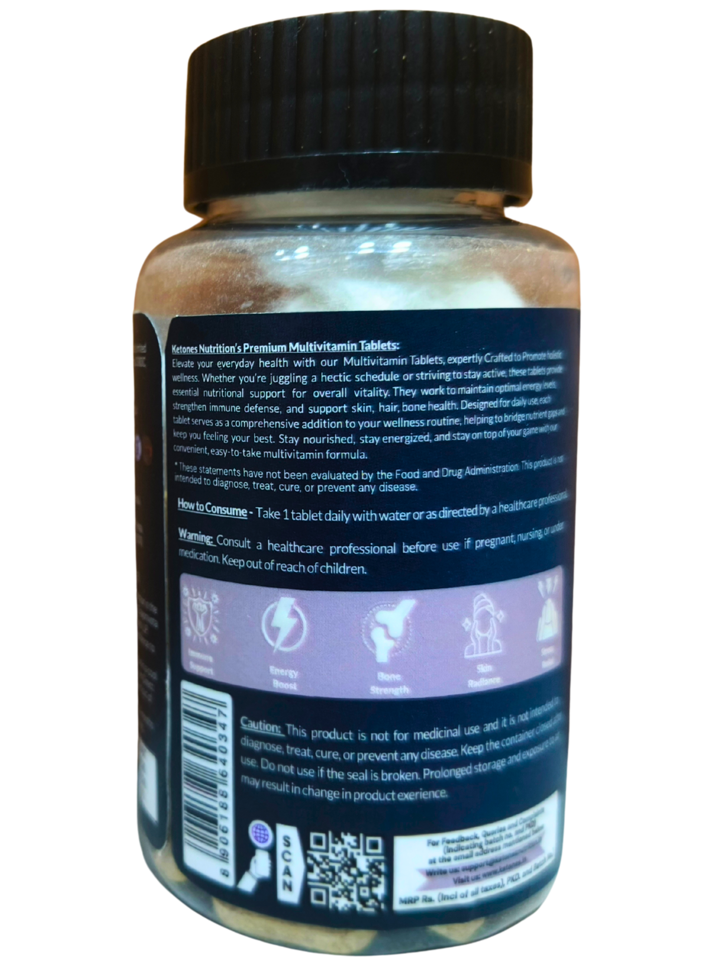 Ketones Nutrition Nutribite Multivitamin Tablets with Co-Enzyme Q10 – Daily Energy, Immunity & Heart Health Support | 60 Tablets | Multivitamin for Men & Women