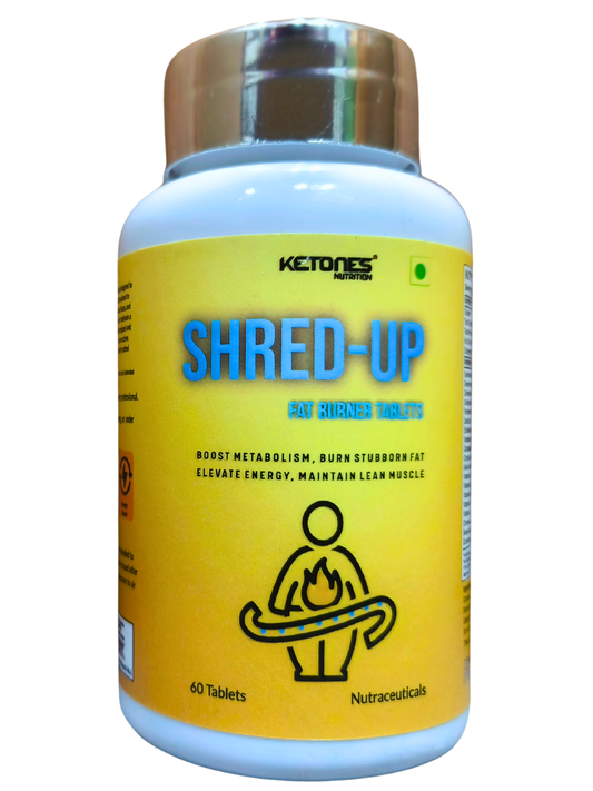Ketones Nutrition Shred-Up Fat Burner Tablets – Advanced Weight Loss Formula with Garcinia, Green Tea & Yohimbine | Metabolism Booster & Fat Cutter | 60 Tablets