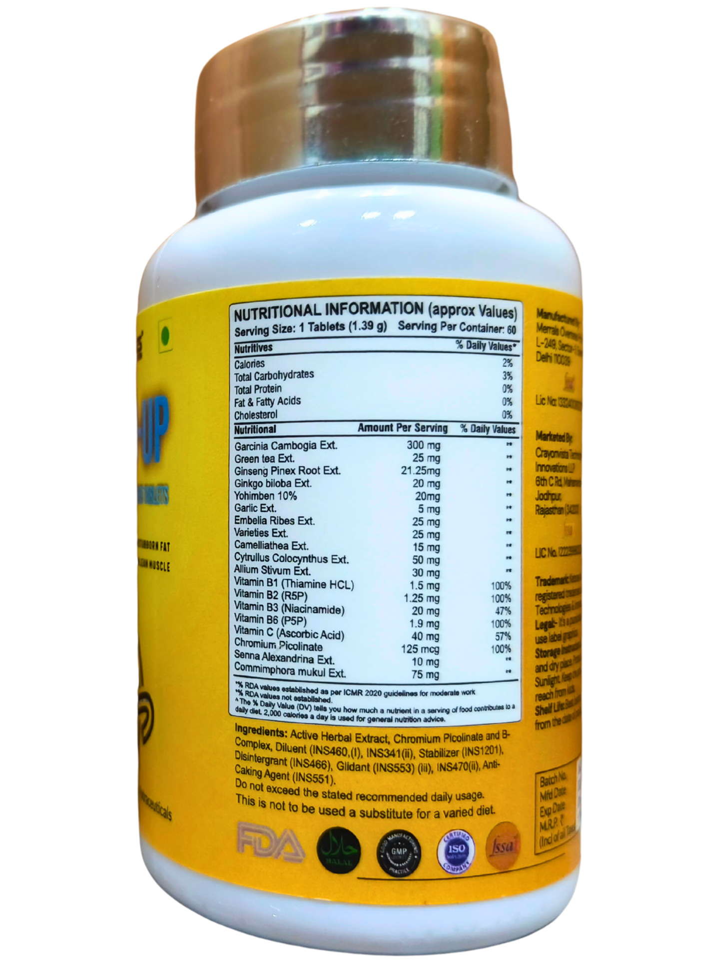 Ketones Nutrition Shred-Up Fat Burner Tablets – Advanced Weight Loss Formula with Garcinia, Green Tea & Yohimbine | Metabolism Booster & Fat Cutter | 60 Tablets