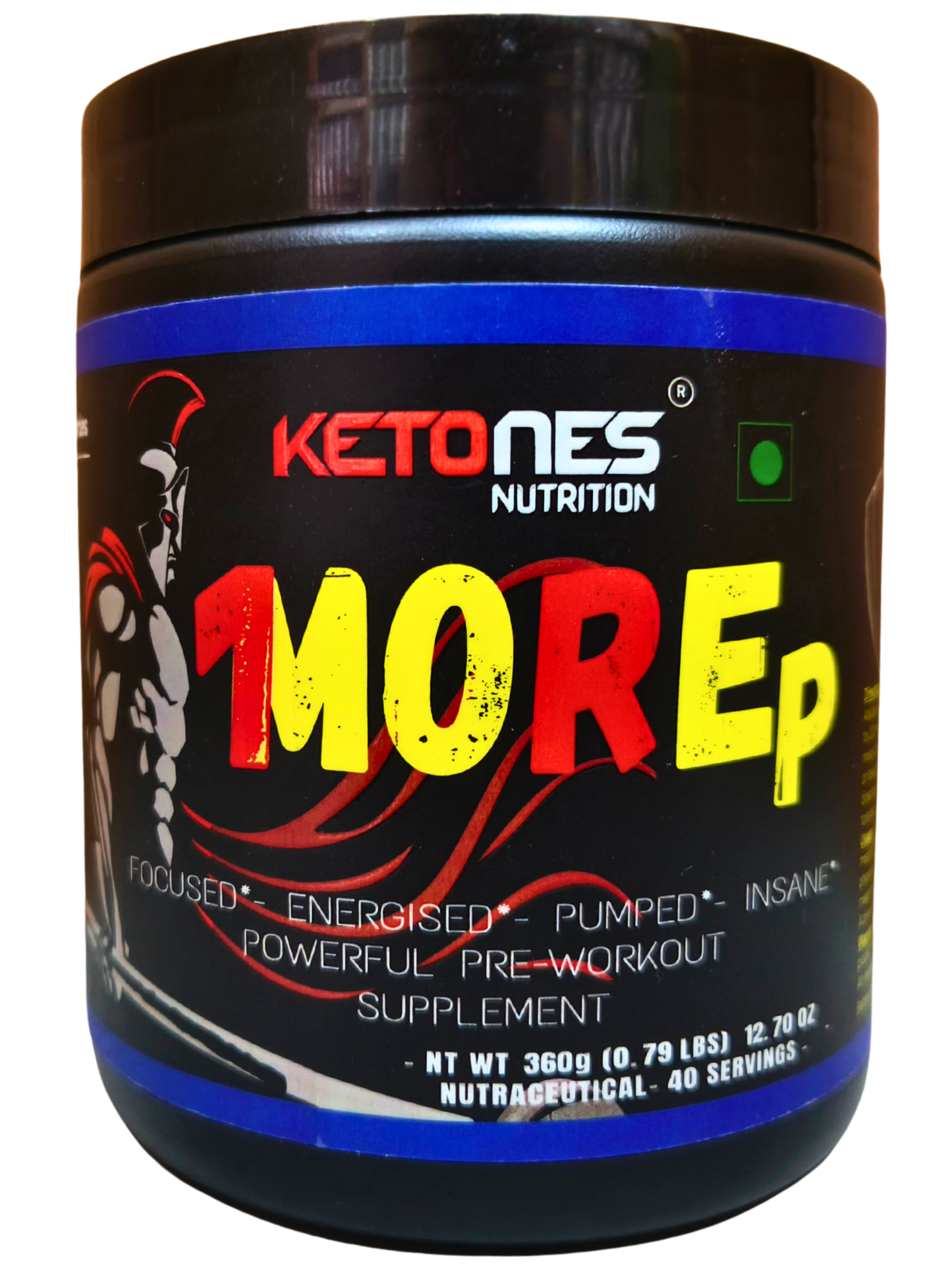Ketones Nutrition Rise Series 1MoreRep Pre-Workout Powder – Fruit Punch | High Energy, Pump & Focus Formula | Beta Alanine, L-Citrulline & Caffeine | Gym Performance Booster