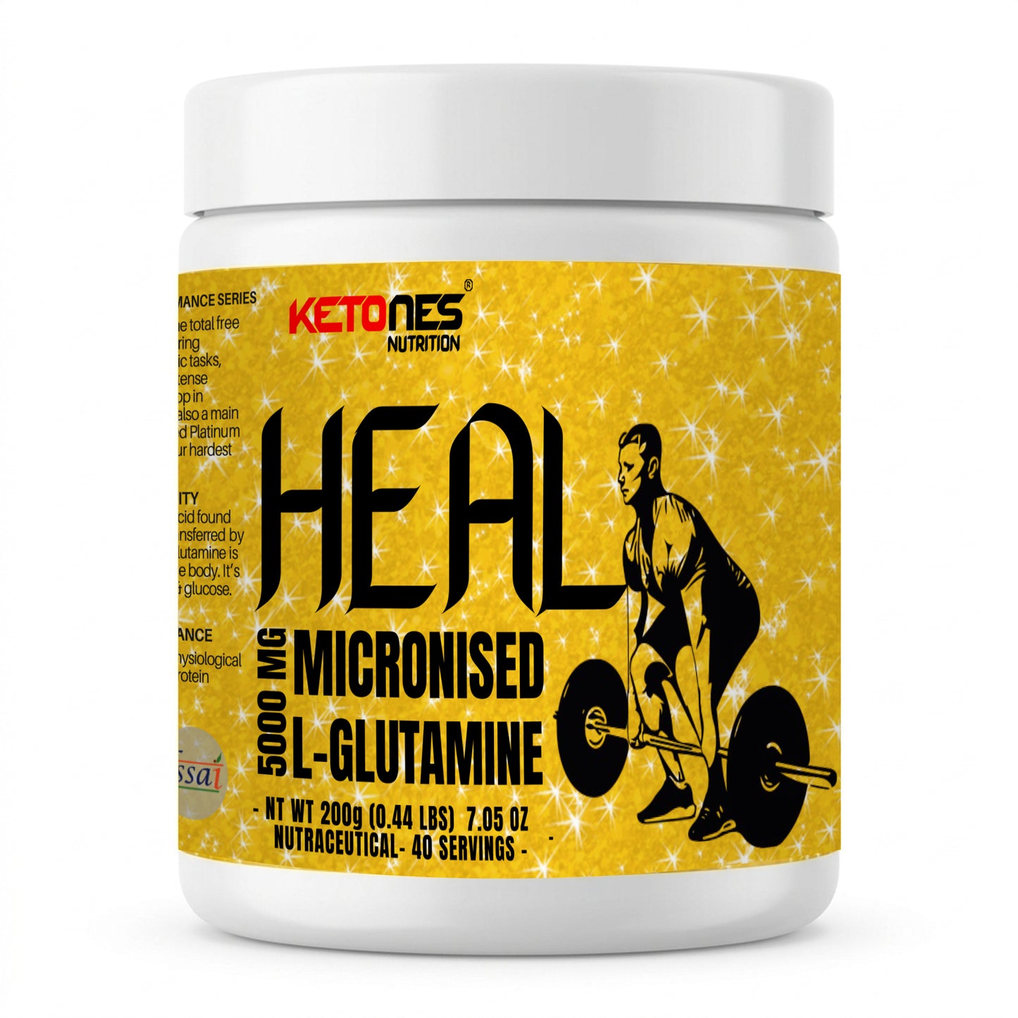 Ketones Nutrition - Heal 5000mg Micronized L-Glutamine for Muscle Recovery & Immune Support