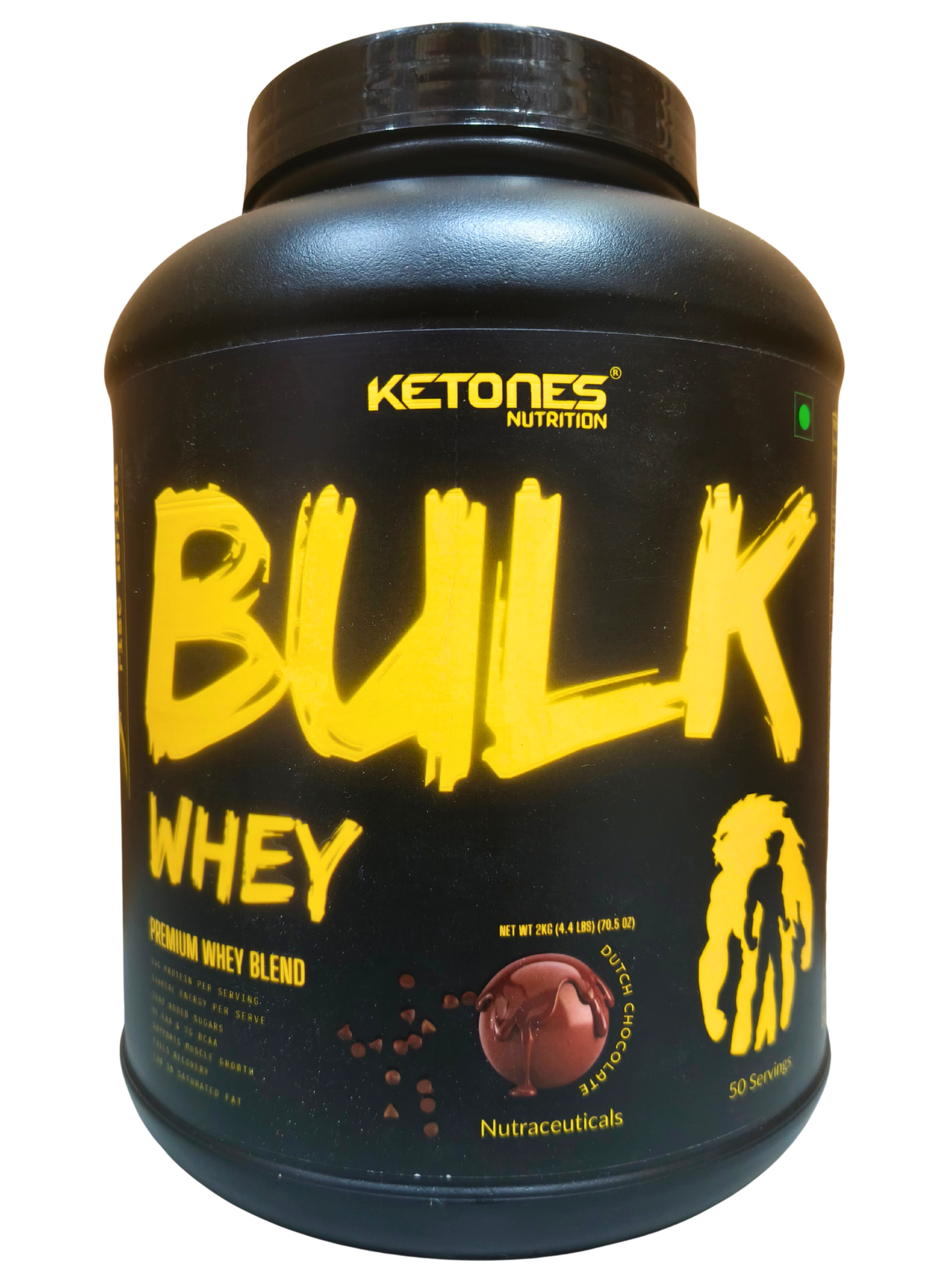 Ketones Nutrition Rise Series Bulk Whey Protein 2kg – Dutch Chocolate | High Protein (24g) | BCAA & EAA Enriched | Muscle Gain & Recovery | Low Sugar Whey Protein Powder