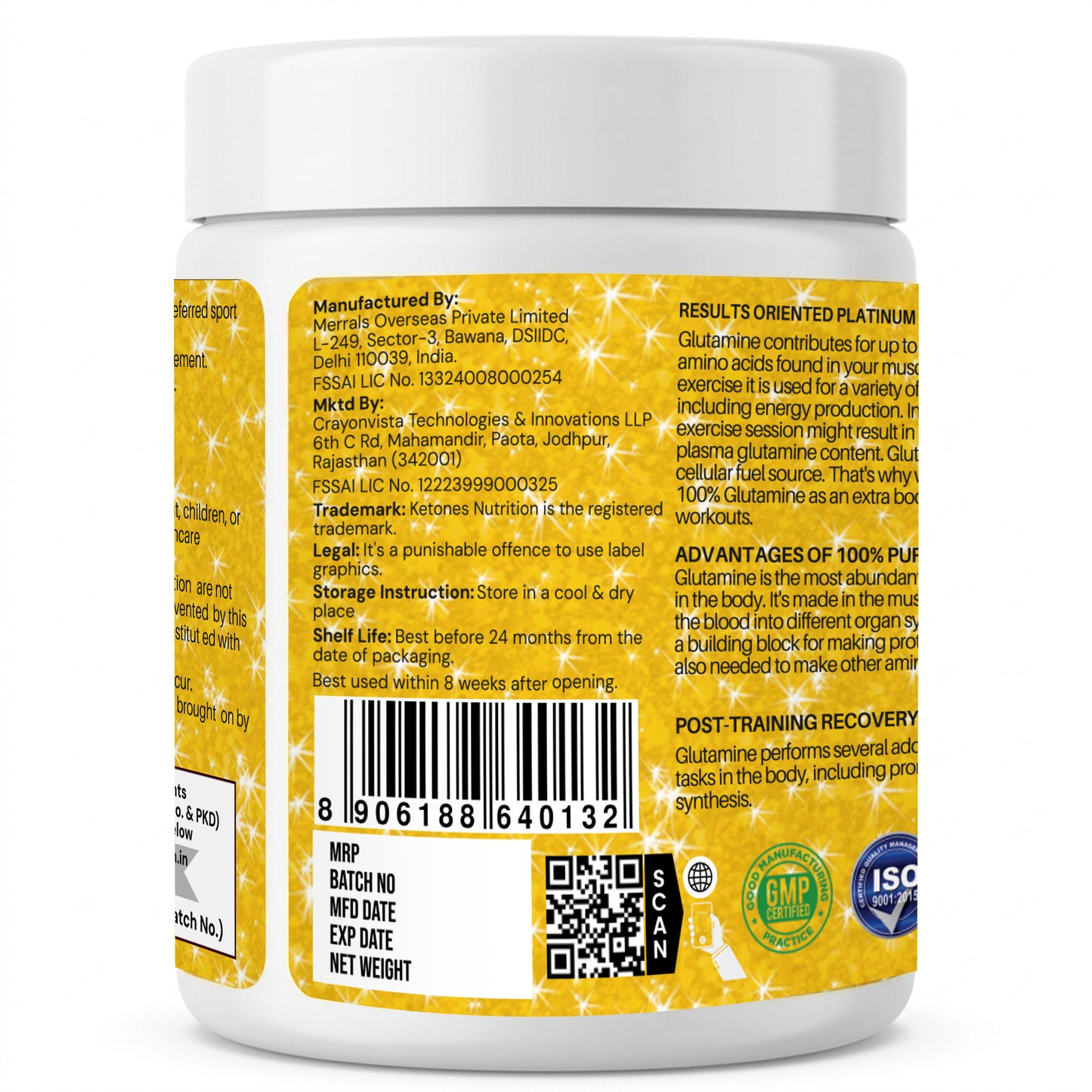 Ketones Nutrition - Heal 5000mg Micronized L-Glutamine for Muscle Recovery & Immune Support