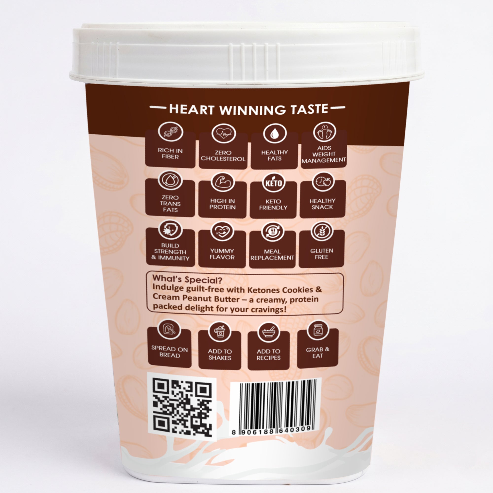 Ketones Nutrition Cream & Cookies Peanut Butter - Crunchy & High Protein Spread