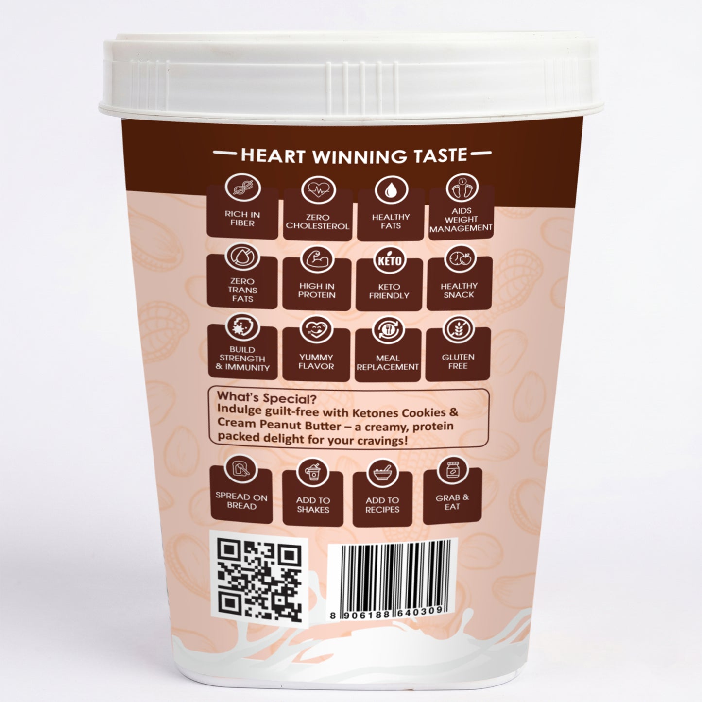 Ketones Nutrition Cream & Cookies Peanut Butter - Crunchy & High Protein Spread