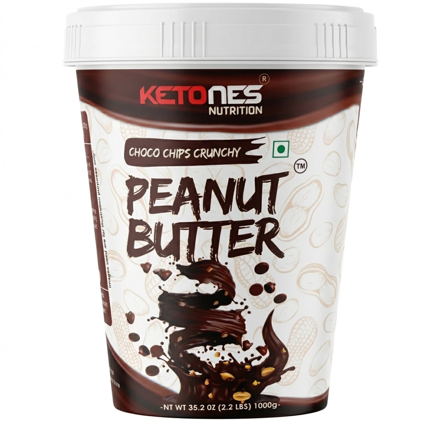 Ketones Nutrition Choco Chips Peanut Butter - High Protein Crunchy Spread