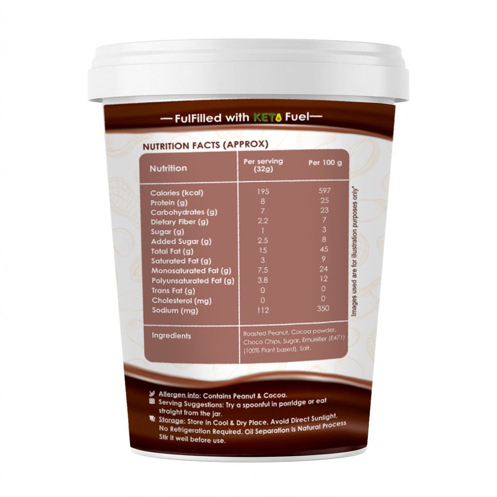 Ketones Nutrition Choco Chips Peanut Butter - High Protein Crunchy Spread