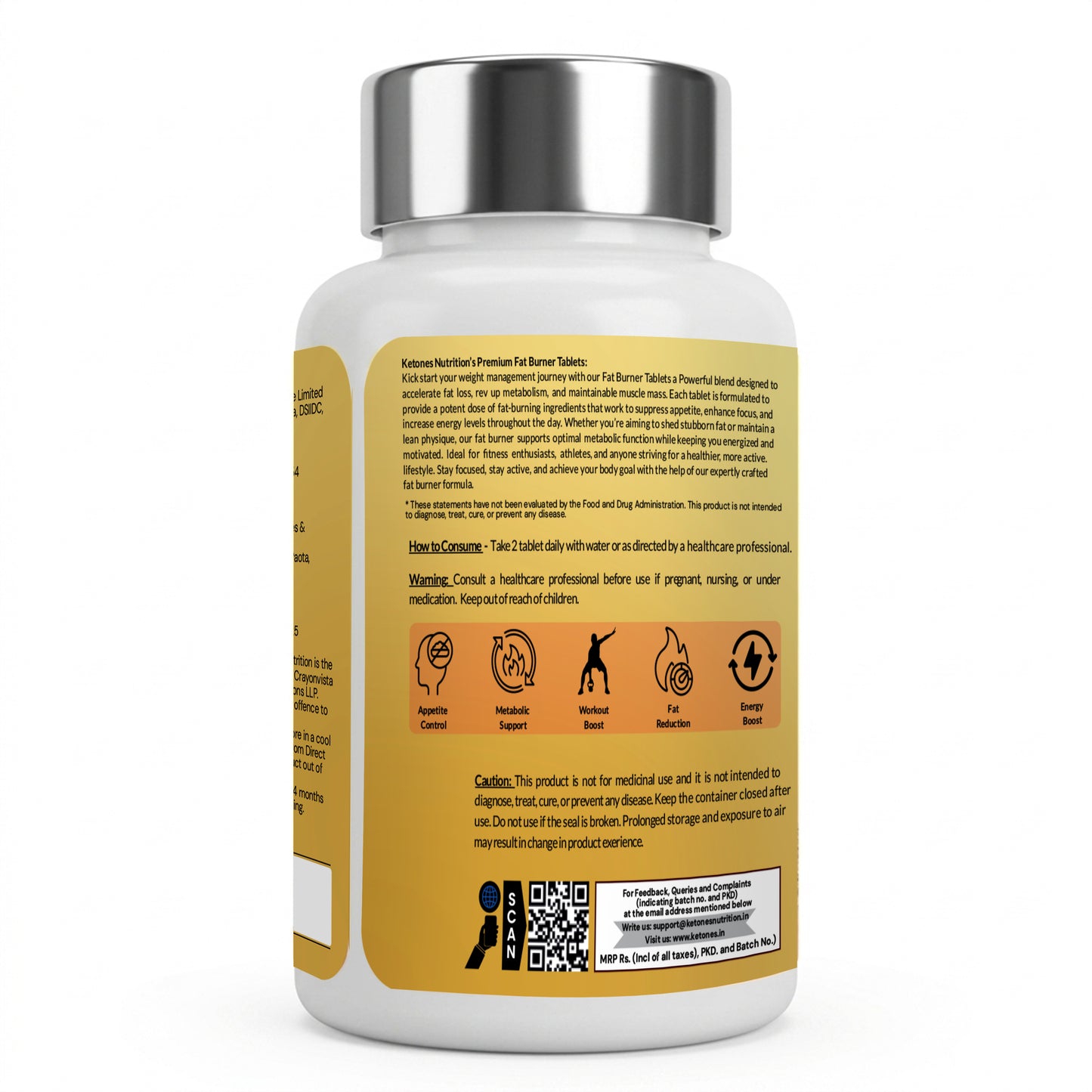 Ketones Nutrition Shred-Up Fat Burner Tablets – Advanced Weight Loss Formula with Garcinia, Green Tea & Yohimbine | Metabolism Booster & Fat Cutter | 60 Tablets