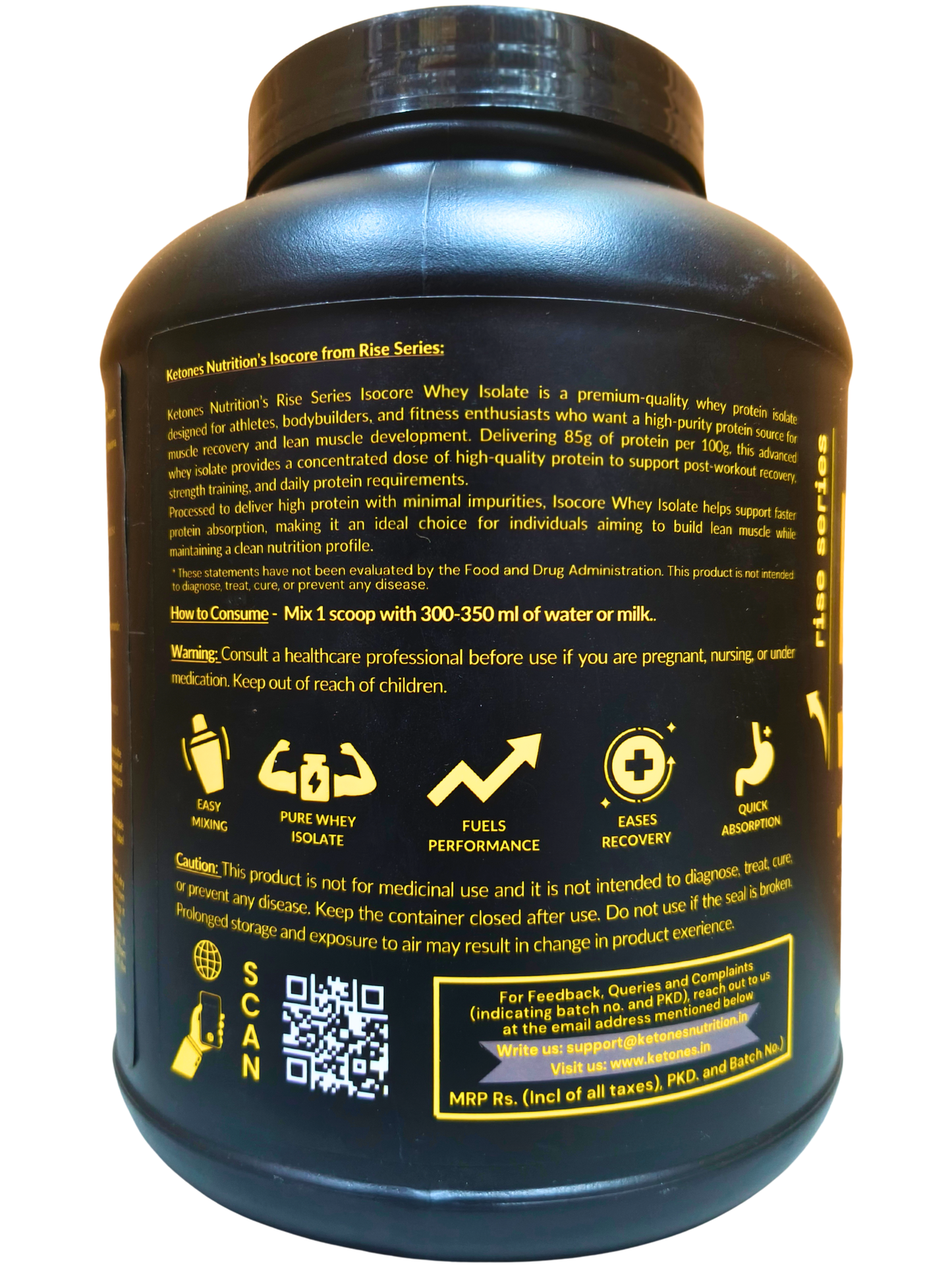 Ketones Nutrition Rise Series Isocore Whey Protein Isolate 2kg – Dutch Chocolate | 34g Protein | Zero Sugar | Low Carb & Low Fat | Fast Absorption Lean Muscle Protein