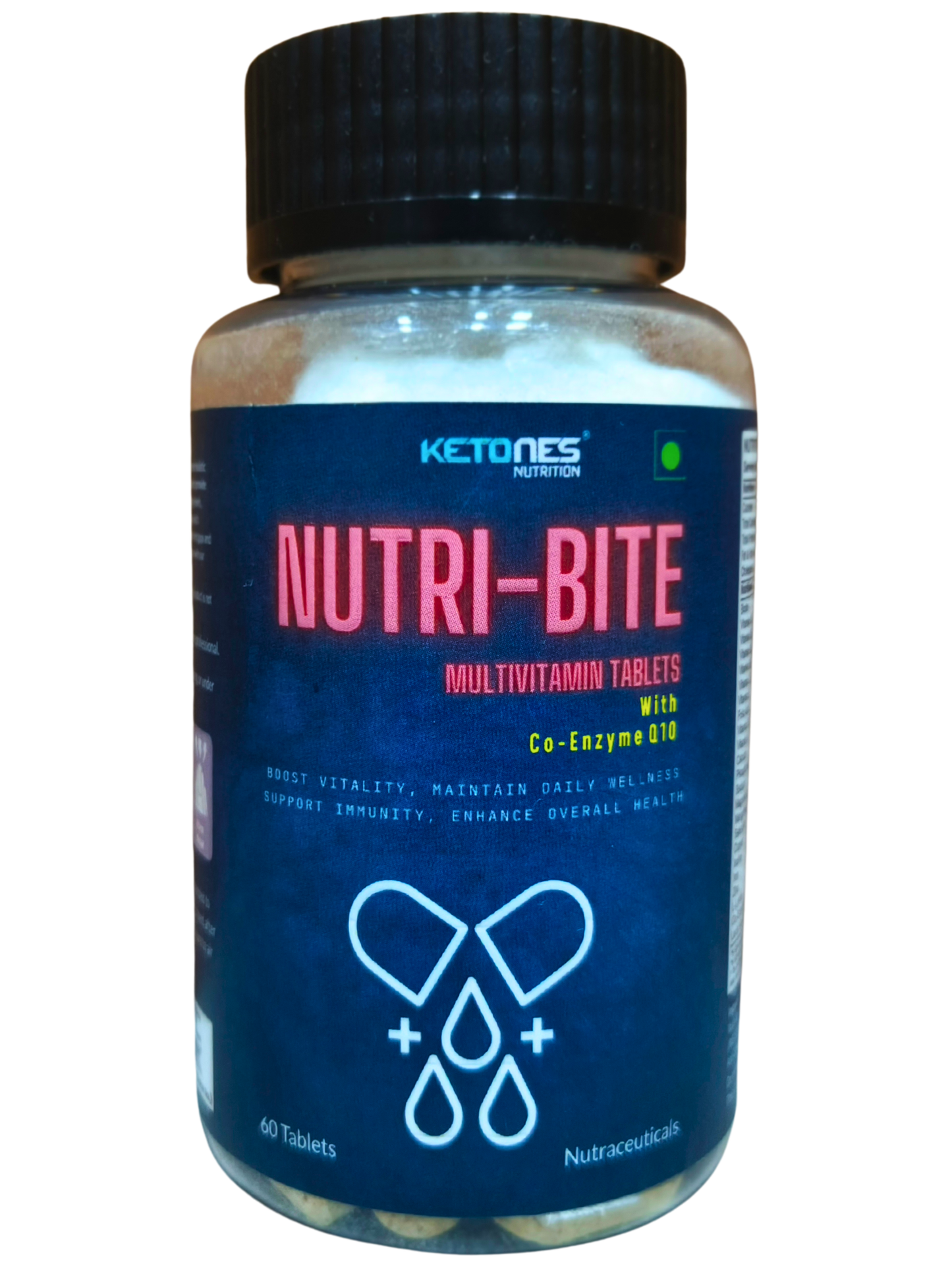 Ketones Nutrition Nutribite Multivitamin Tablets with Co-Enzyme Q10 – Daily Energy, Immunity & Heart Health Support | 60 Tablets | Multivitamin for Men & Women
