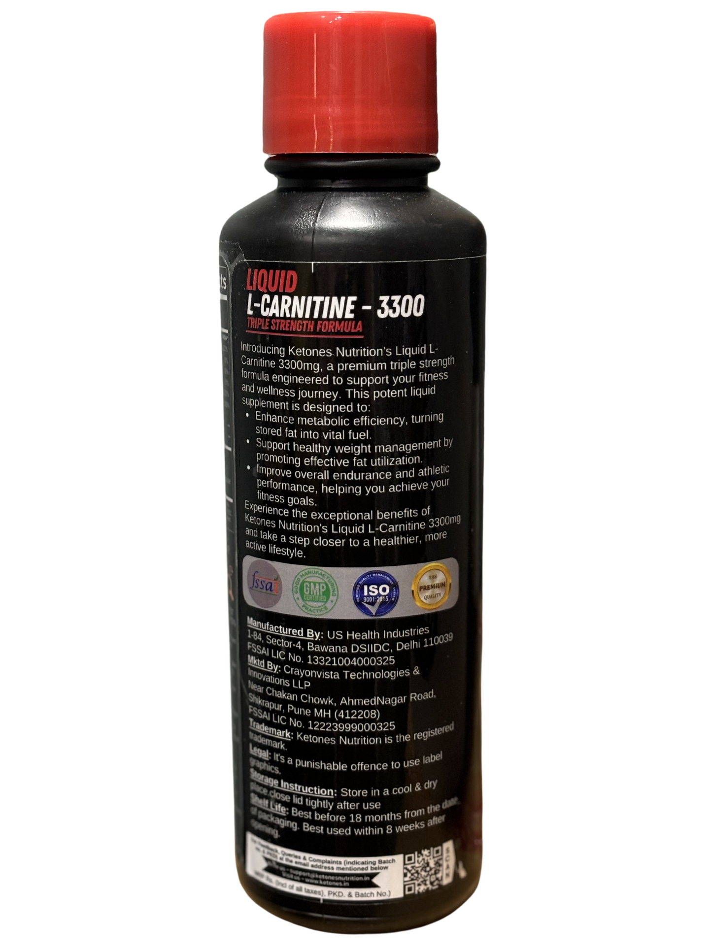 Ketones Nutrition - Liquid L Carnitine 3300 Triple Strength Formula