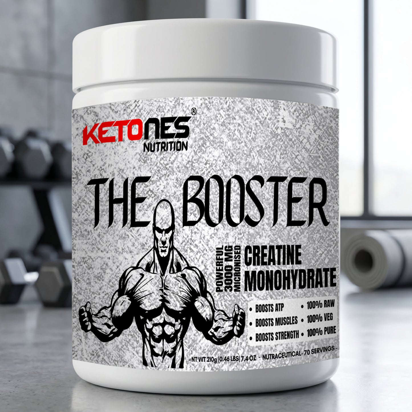 Ketones Nutrition The Booster Creatine Monohydrate - Pure Creatine Monohydrate Powder for Muscle Strength & Endurance