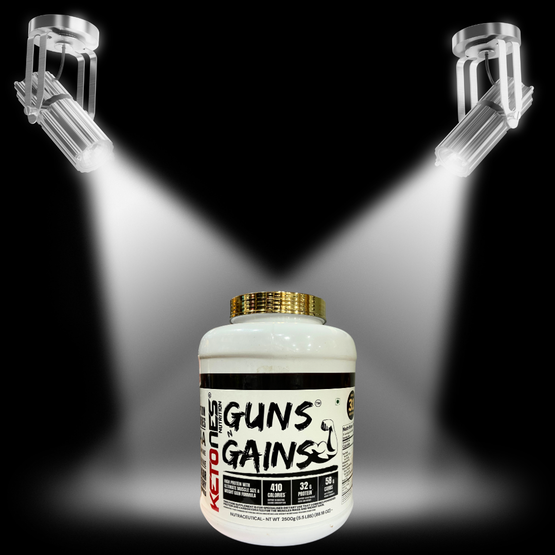 Ketones Nutrition Guns n Gains - High Protein Mass Gainer with 32g Protein & Low Sugar