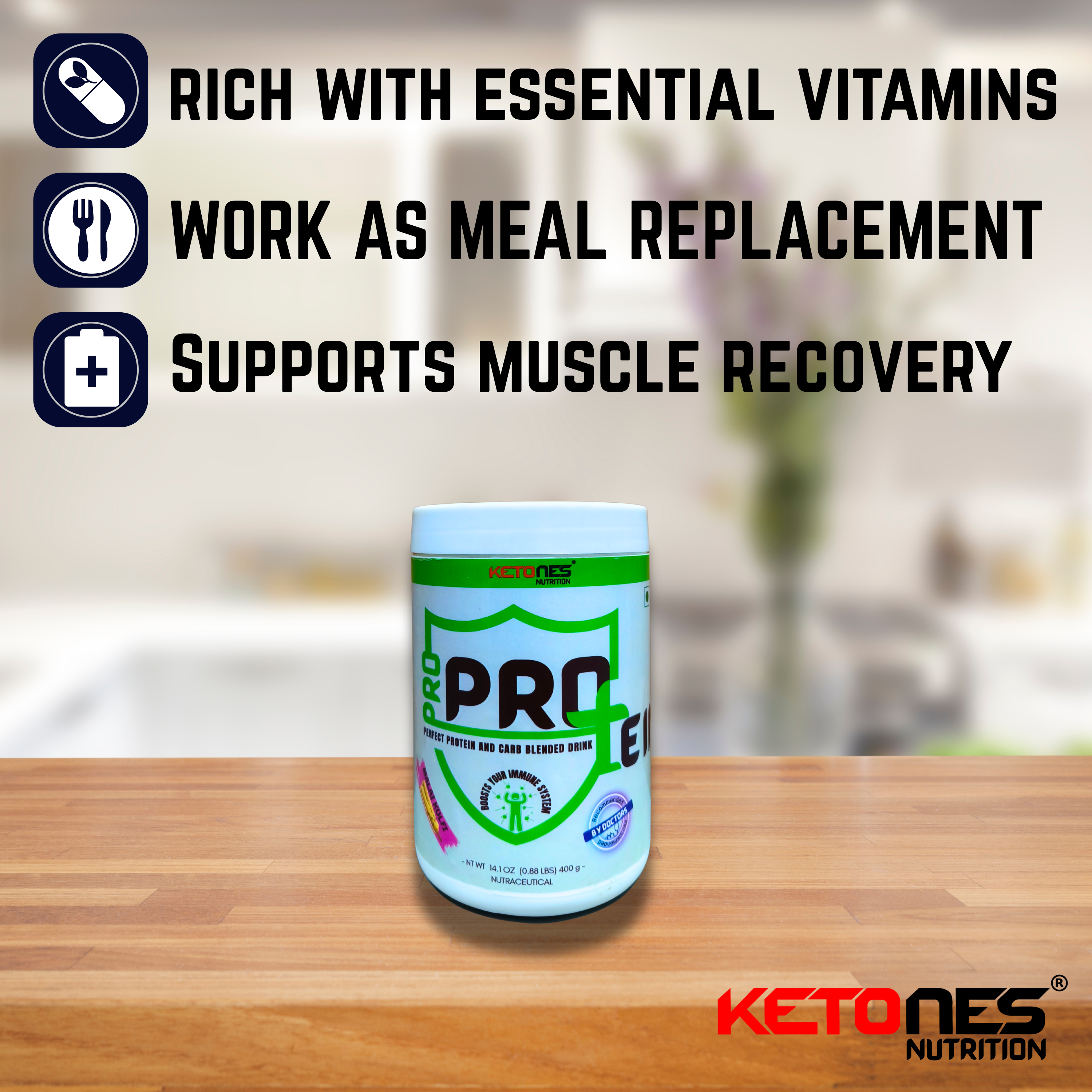 Ketones Nutrition Pro Protein - Low Sugar Meal Replacement with 34g Protein