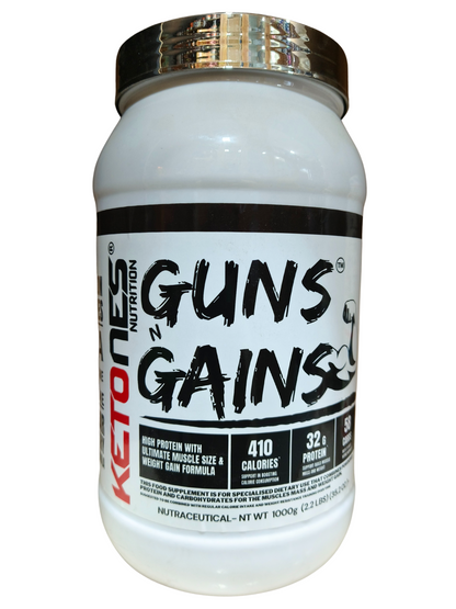 Ketones Nutrition Guns n Gains - High Protein Mass Gainer with 32g Protein & Low Sugar