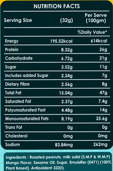 Ketones Nutrition Mango Chia Peanut Butter - Crunchy & High Protein Spread