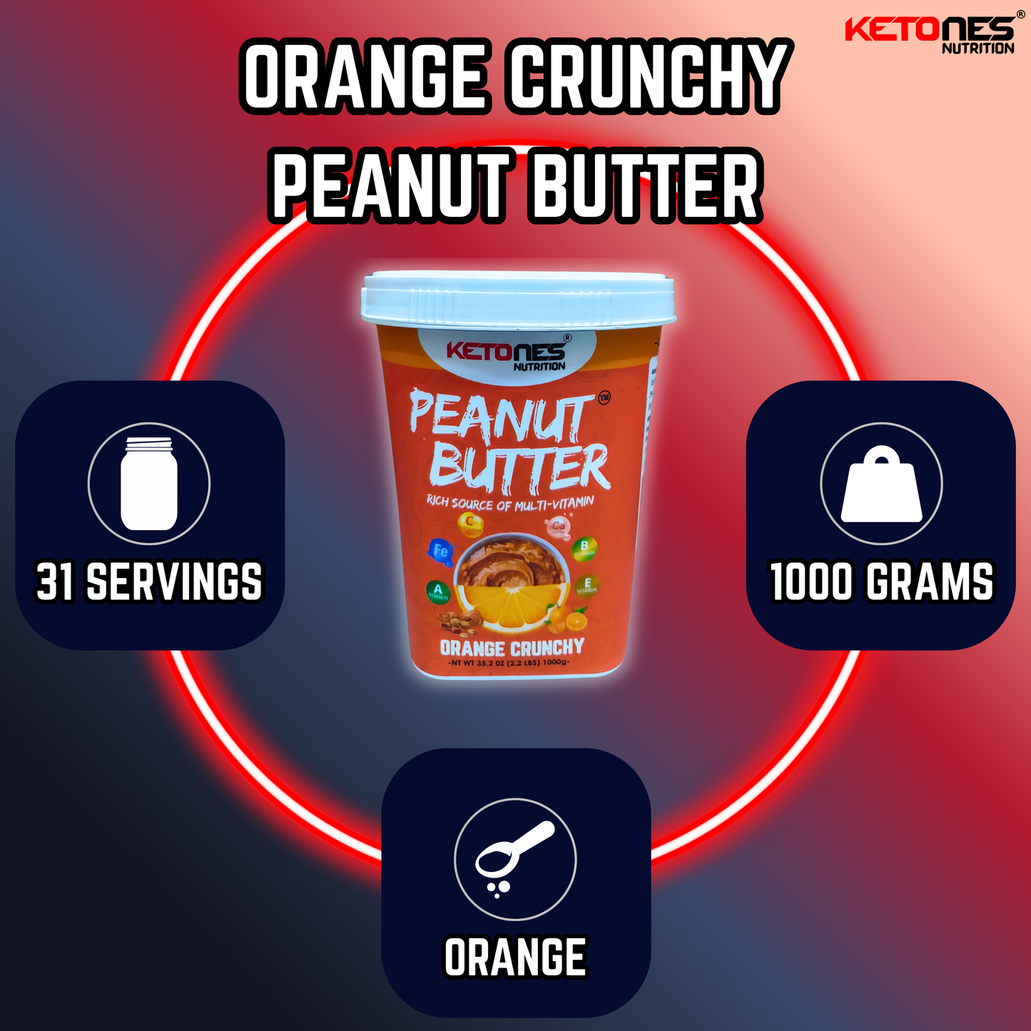 Ketones Nutrition Orange Crunchy Peanut Butter - High Protein Spread with 8g Protein