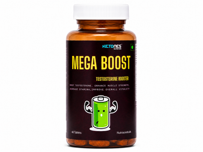 Ketones Nutrition Mega Boost Testosterone Support Tablets | Ashwagandha, Tribulus, Safed Musli, Mucuna & Pine Bark | Men's Vitality, Strength & Performance | 60 Tablets