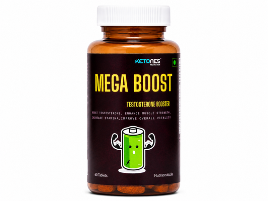 Ketones Nutrition Mega Boost Testosterone Support Tablets | Ashwagandha, Tribulus, Safed Musli, Mucuna & Pine Bark | Men's Vitality, Strength & Performance | 60 Tablets
