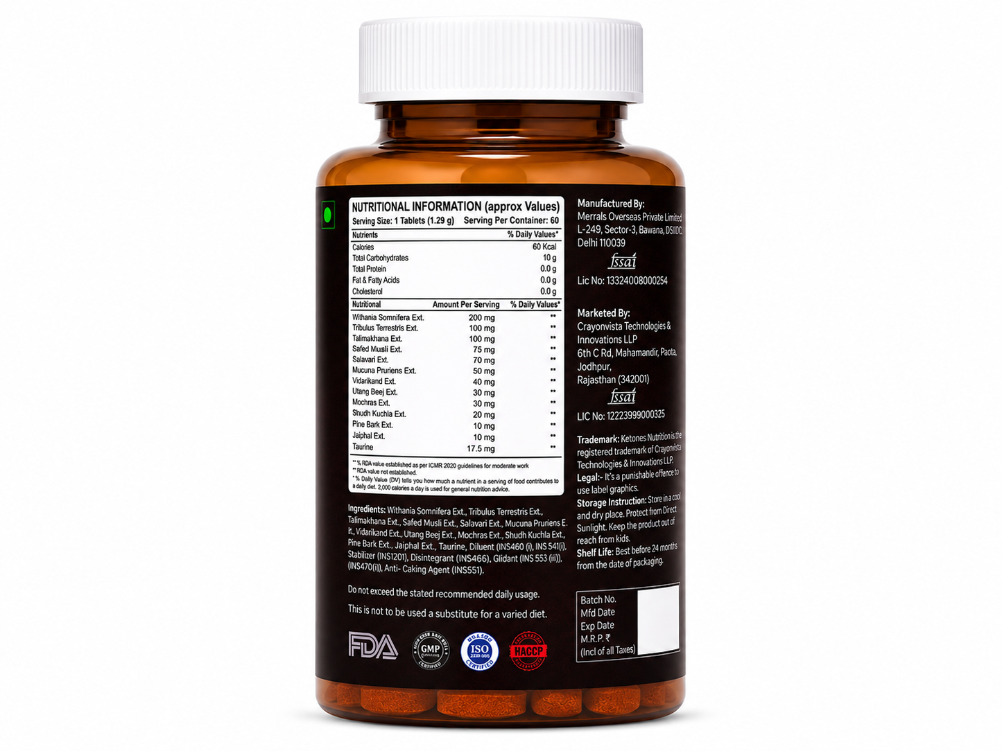 Ketones Nutrition Mega Boost Testosterone Support Tablets | Ashwagandha, Tribulus, Safed Musli, Mucuna & Pine Bark | Men's Vitality, Strength & Performance | 60 Tablets