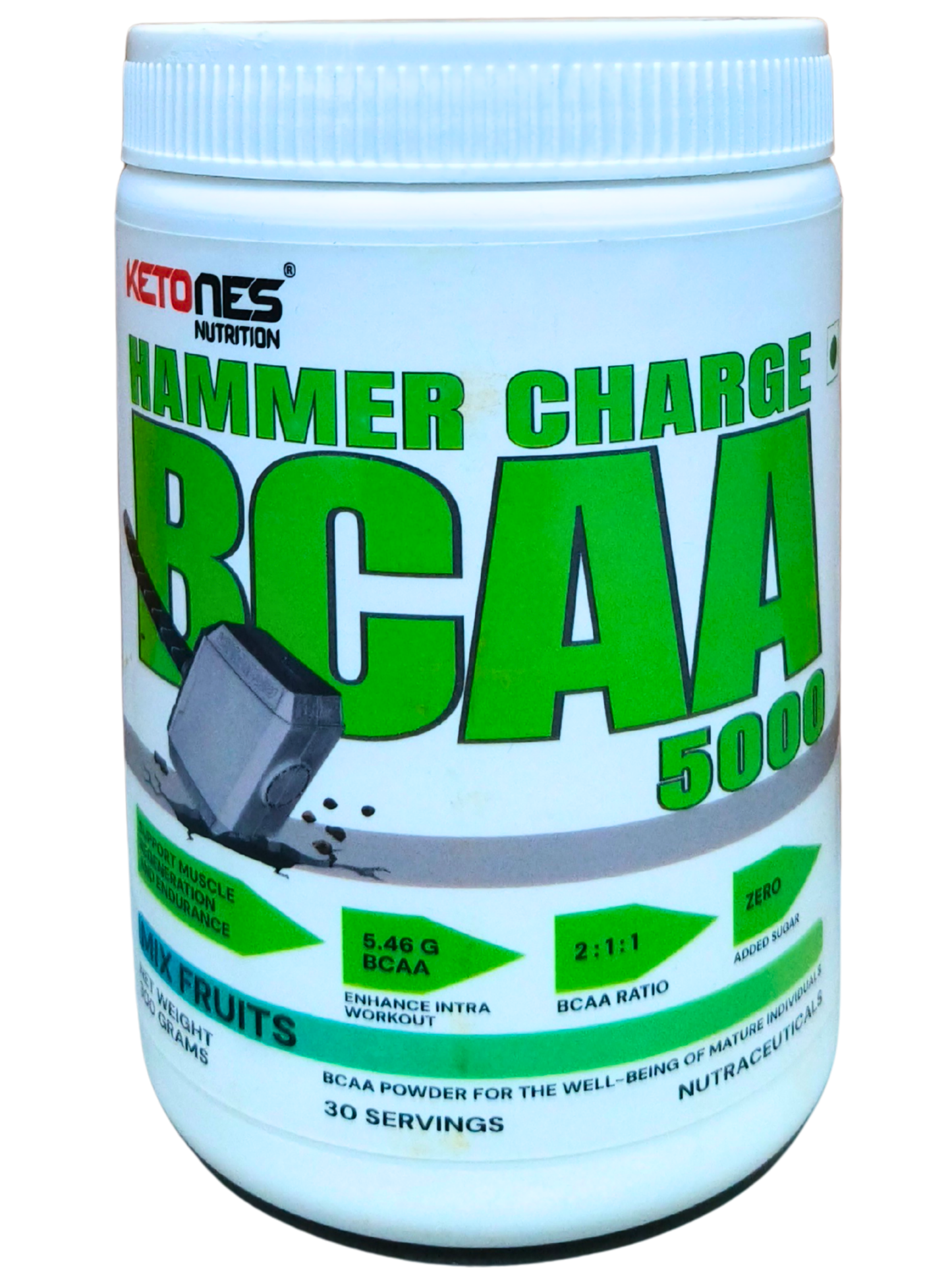 Ketones Nutrition Hammer Charge BCAA 5000 - 2:1:1 Ratio for Muscle Recovery & Performance