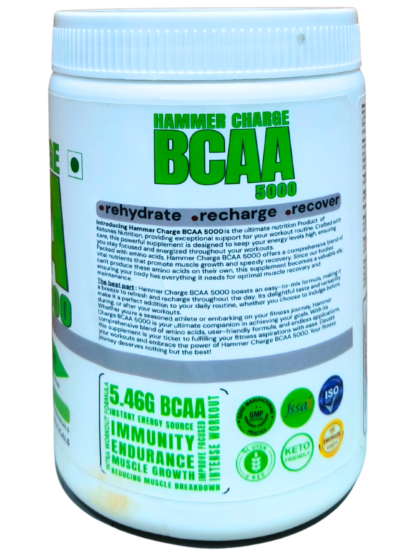 Ketones Nutrition Hammer Charge BCAA 5000 - 2:1:1 Ratio for Muscle Recovery & Performance