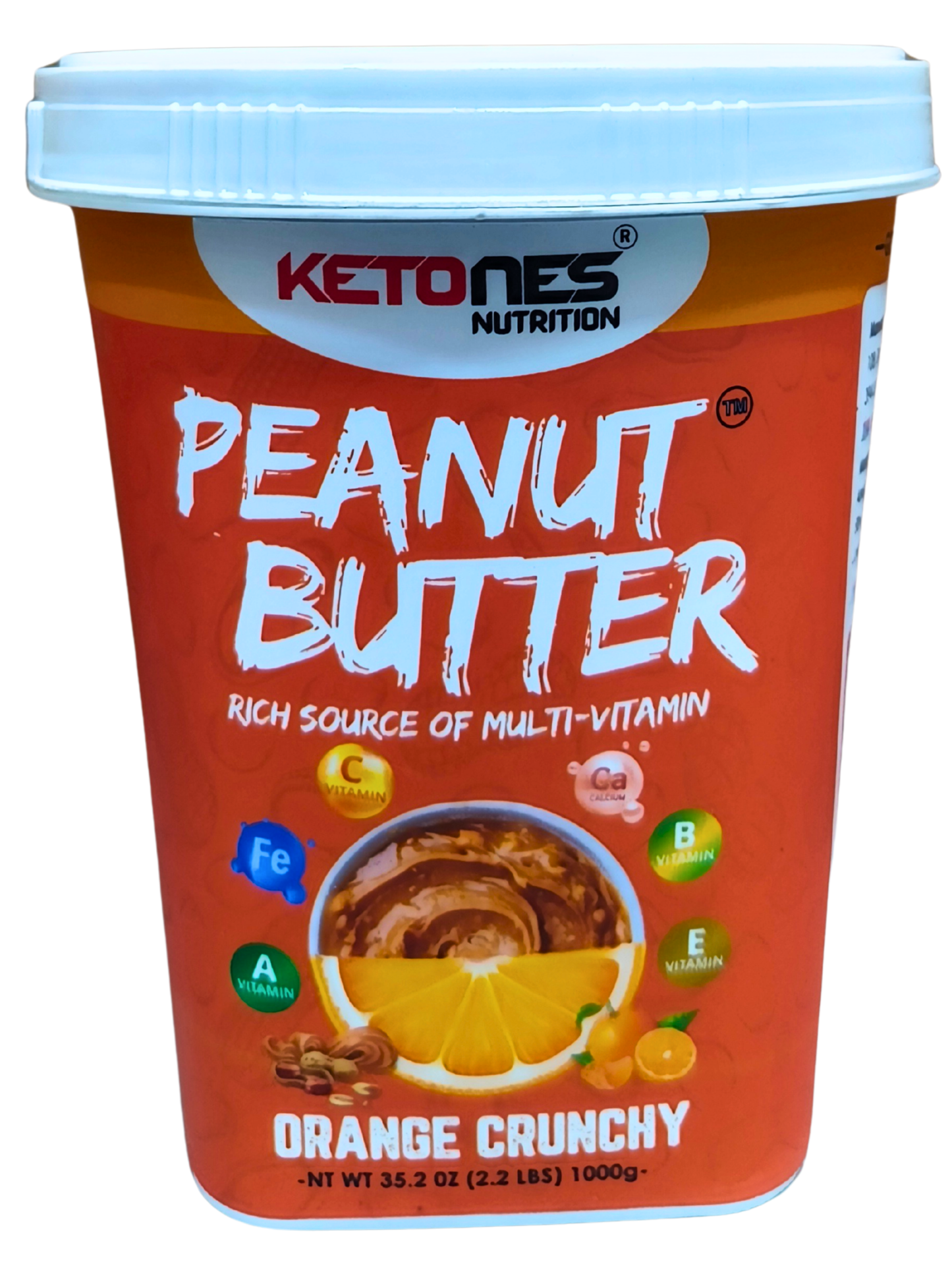Ketones Nutrition Orange Crunchy Peanut Butter - High Protein Spread with 8g Protein
