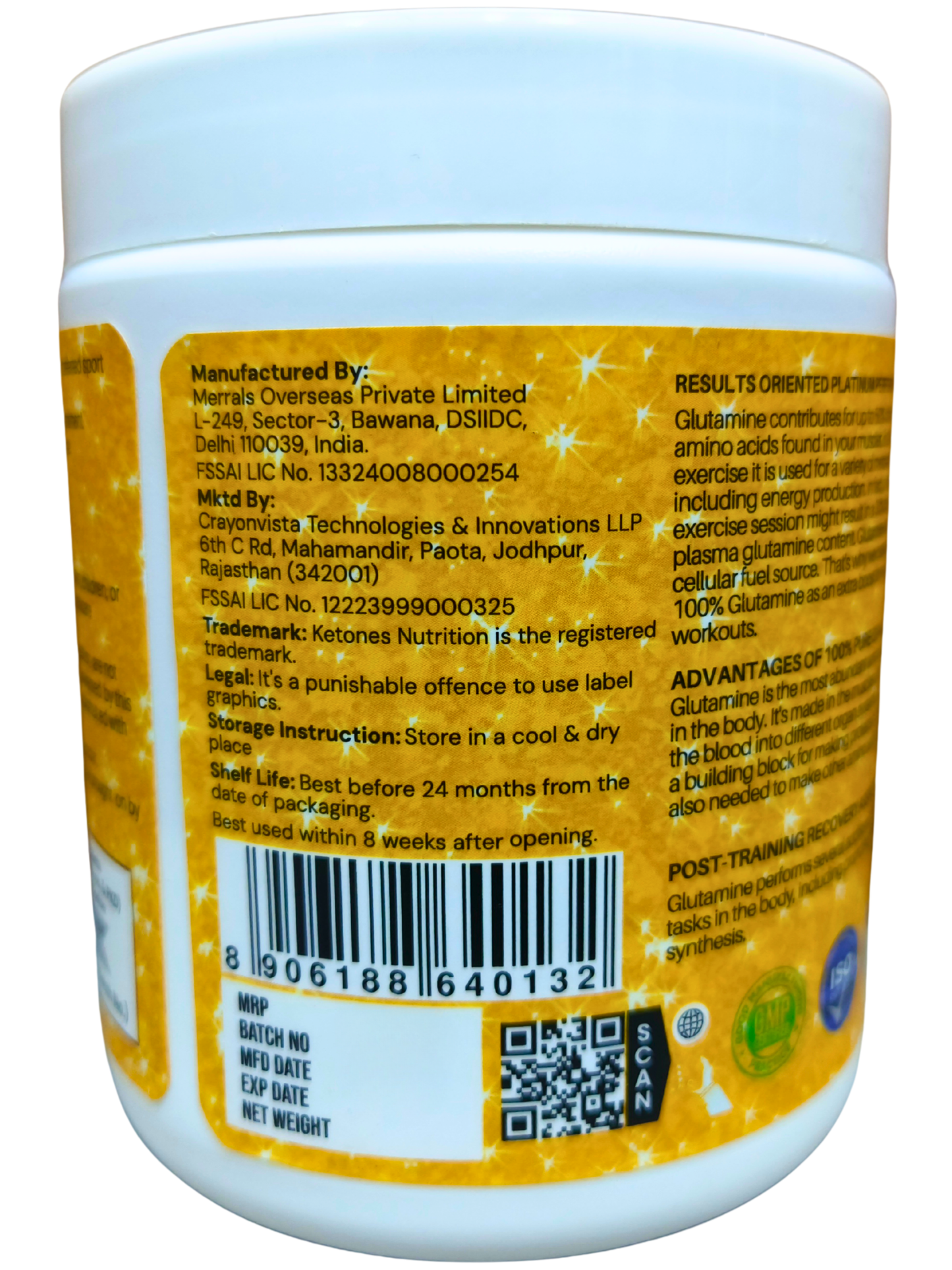 Ketones Nutrition - Heal 5000mg Micronized L-Glutamine for Muscle Recovery & Immune Support