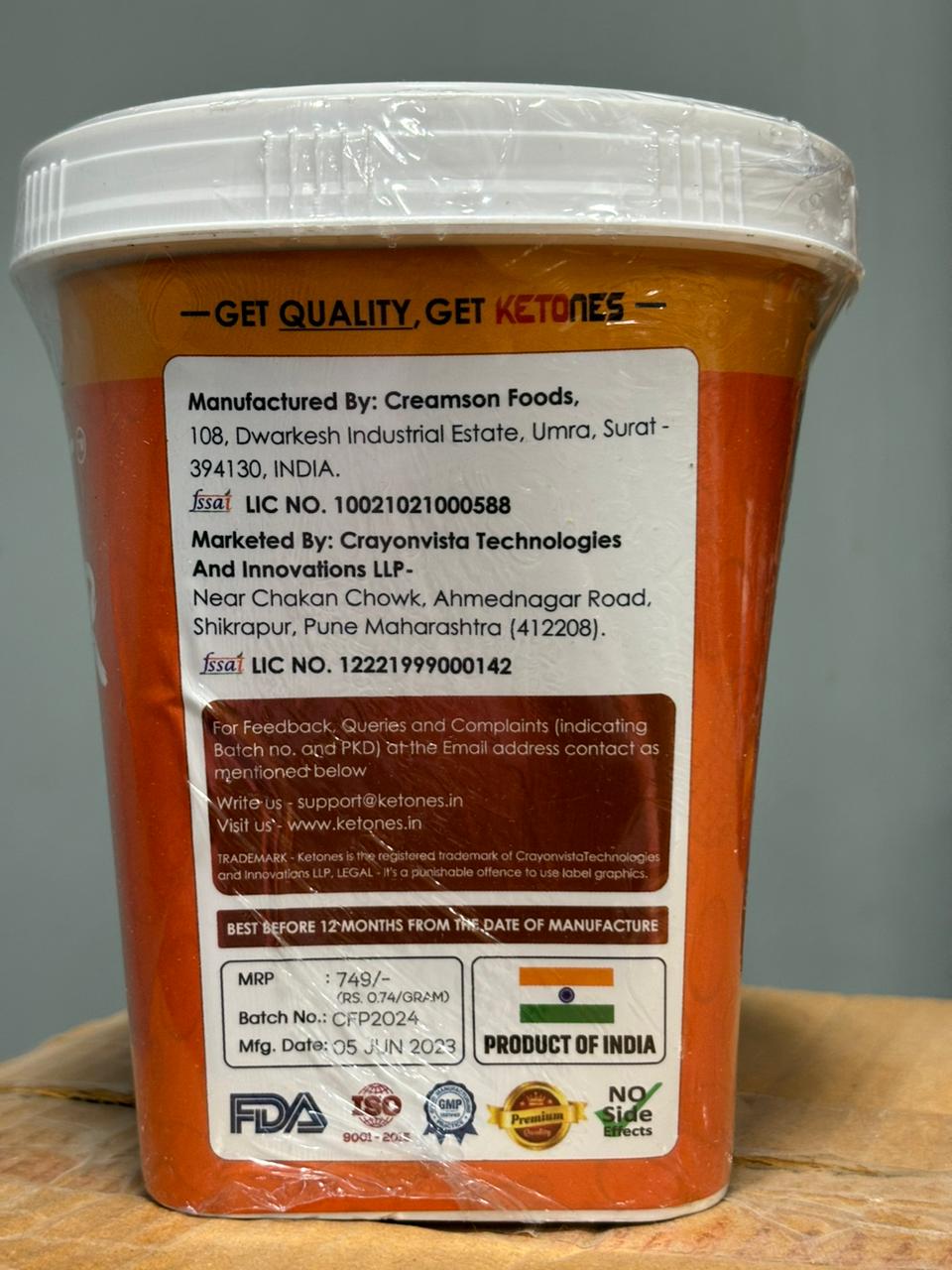 Ketones Nutrition Orange Crunchy Peanut Butter - High Protein Spread with 8g Protein