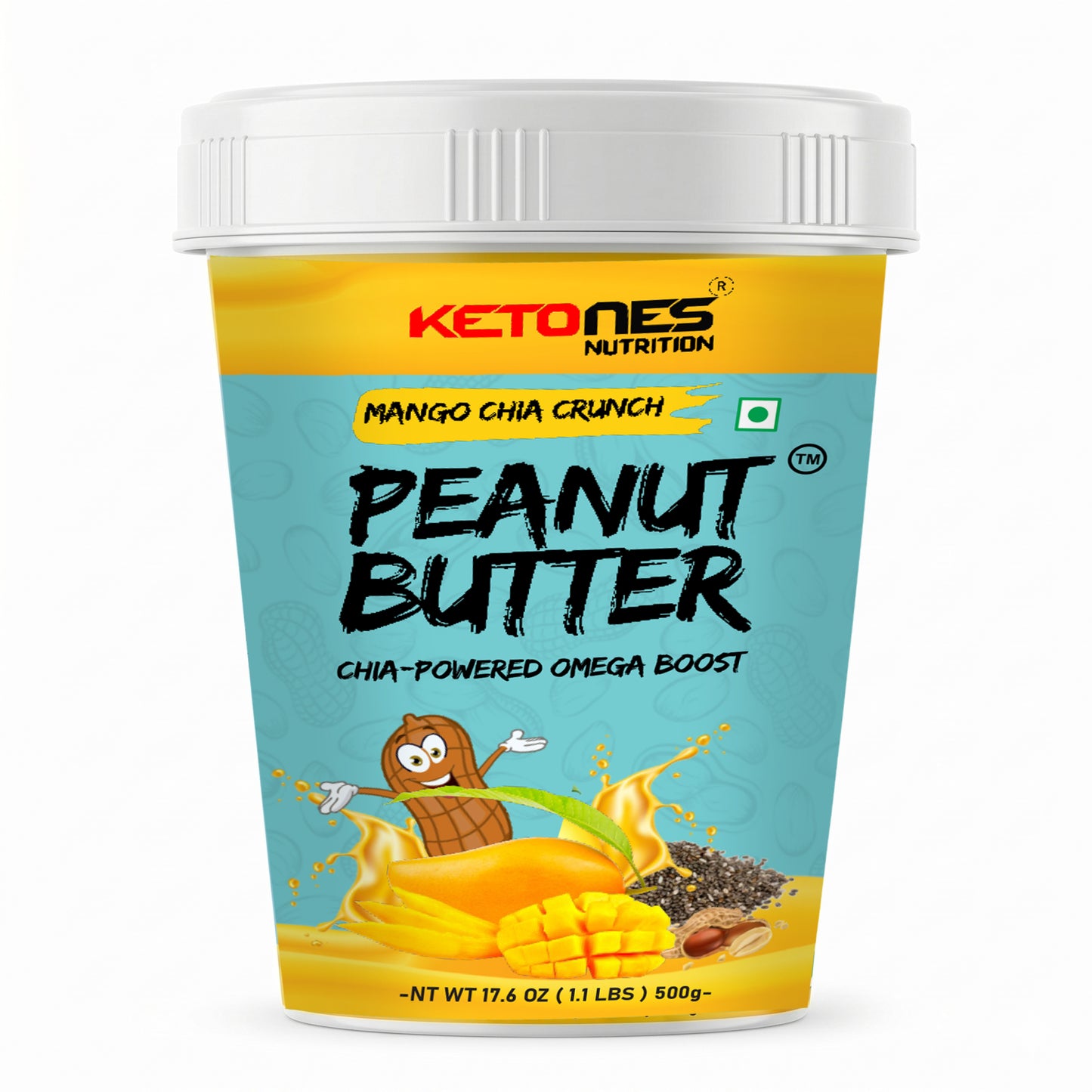 Ketones Nutrition Mango Chia Peanut Butter - Crunchy & High Protein Spread