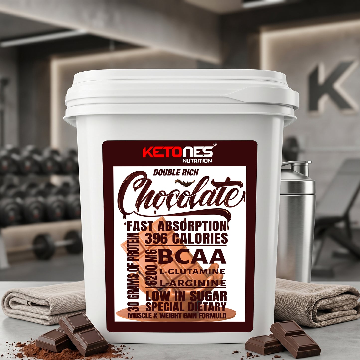 Ketones Nutrition Guns n Gains - High Protein Mass Gainer with 20g Protein & Low Sugar