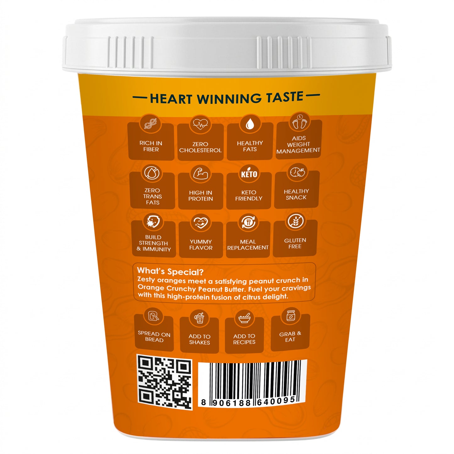 Ketones Nutrition Orange Crunchy Peanut Butter - High Protein Spread with 8g Protein