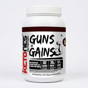 Ketones Nutrition Guns n Gains - High Protein Mass Gainer with 20g Protein & Low Sugar