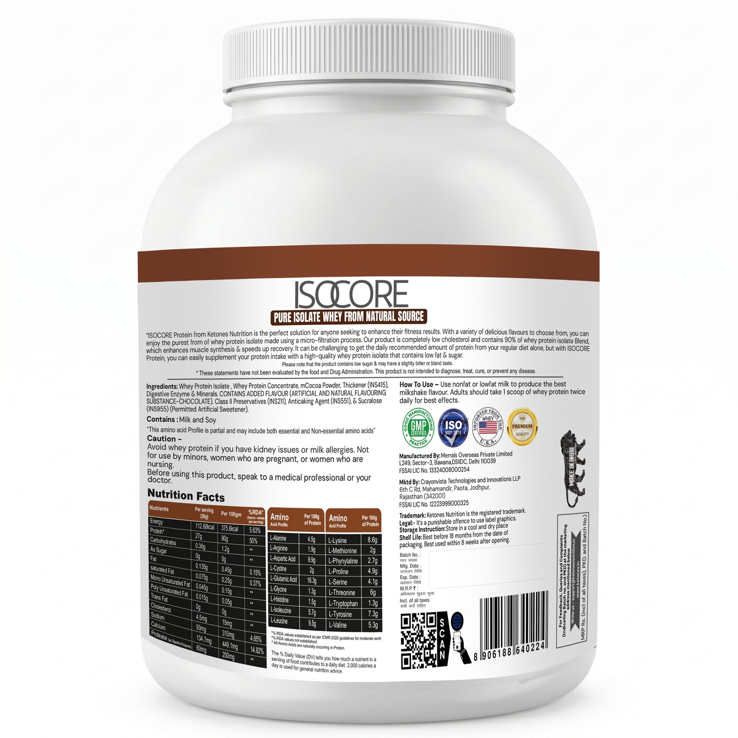 Ketones Nutrition Isocore Apex Series - Low Carb Whey Protein Isolate with 90g Protein